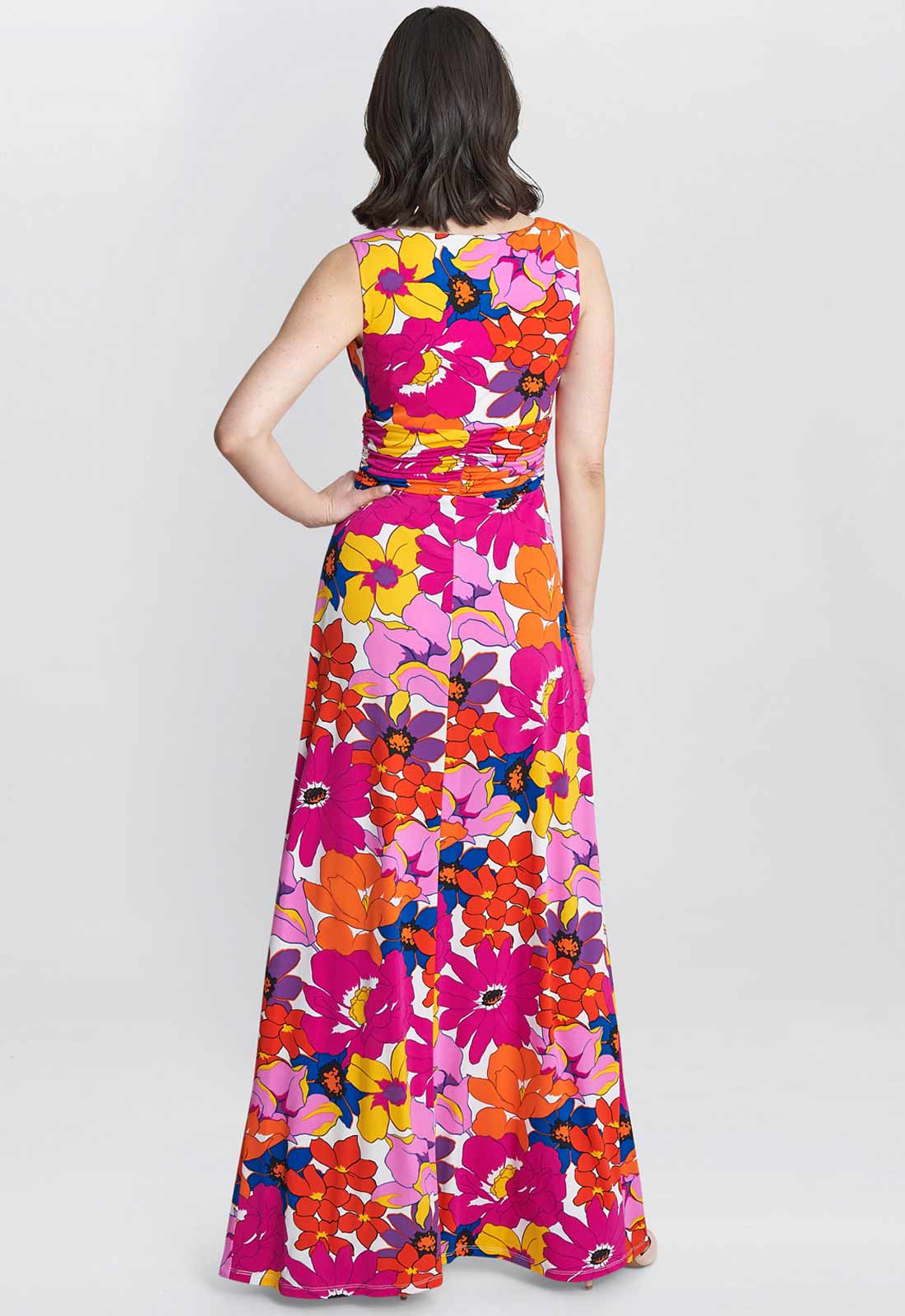 Gina Bacconi Pink and Orange Jaime Jersey Maxi Dress - Image 3