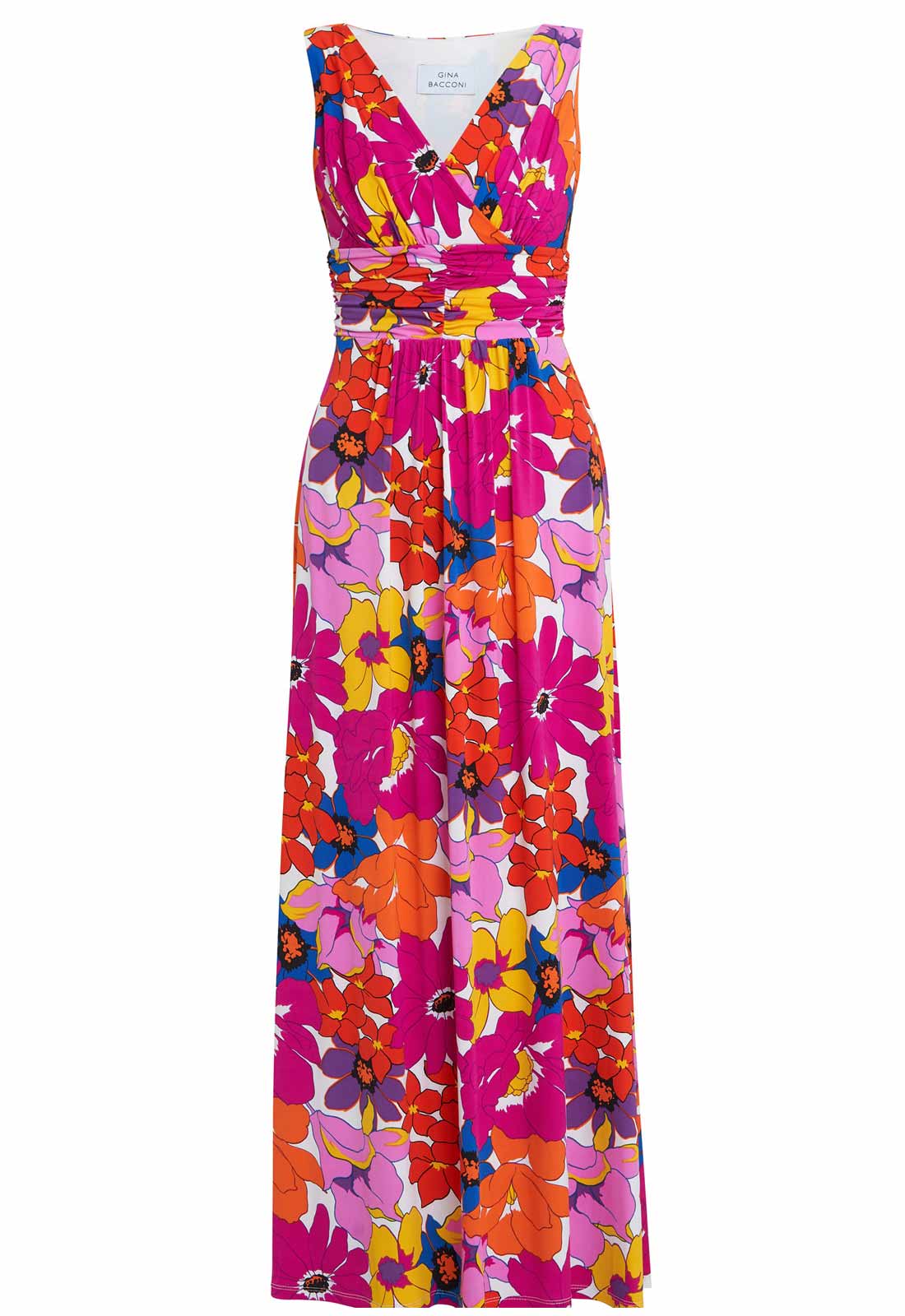 Gina Bacconi Pink and Orange Jaime Jersey Maxi Dress - Image 5