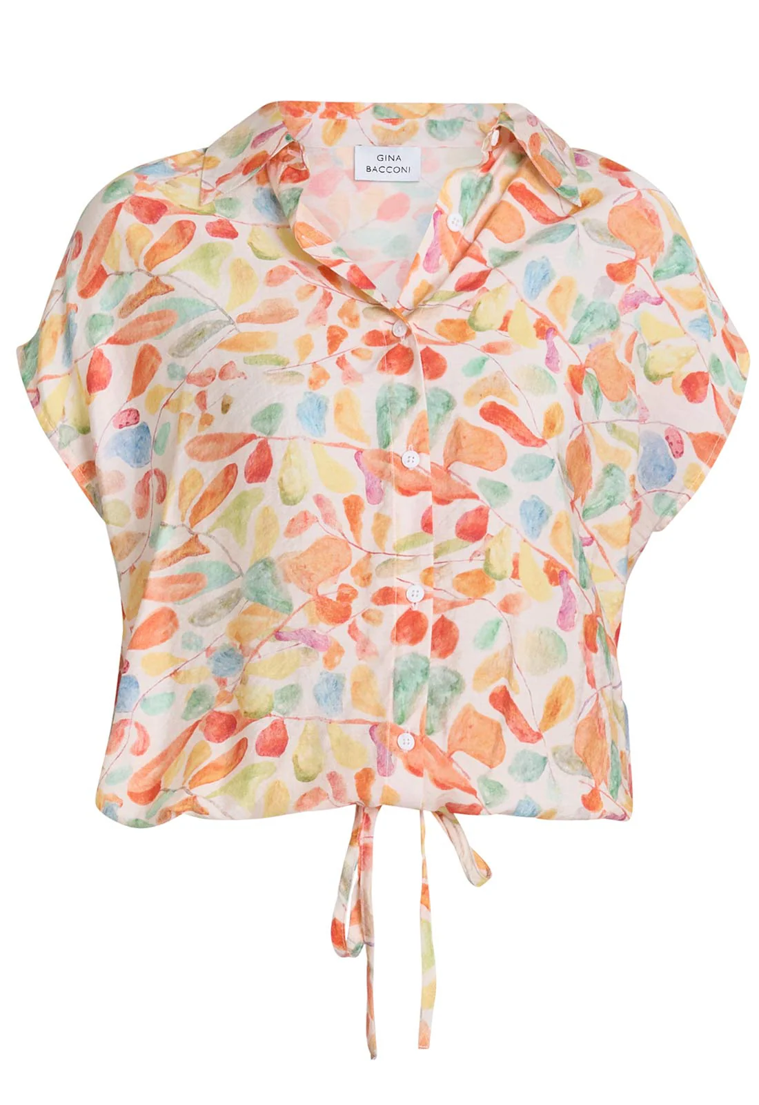 Gina Bacconi Pink Floral Faith Tie Waist Shirt - Image 2