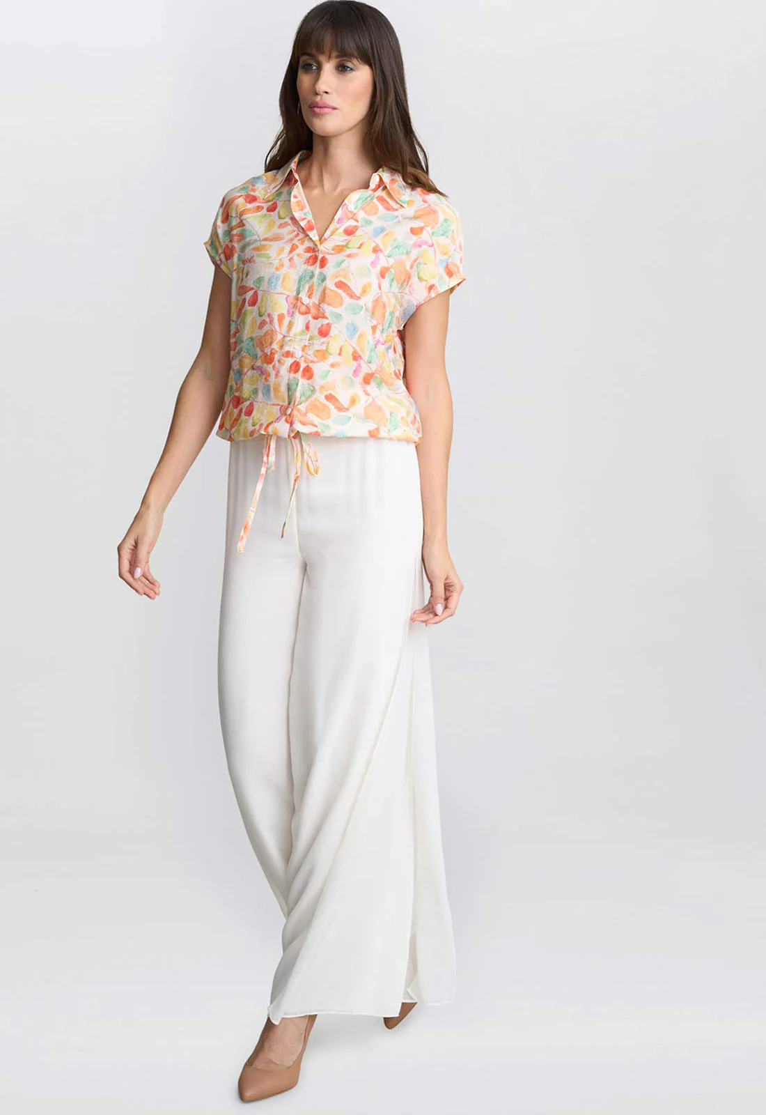Gina Bacconi Pink Floral Faith Tie Waist Shirt - Image 4