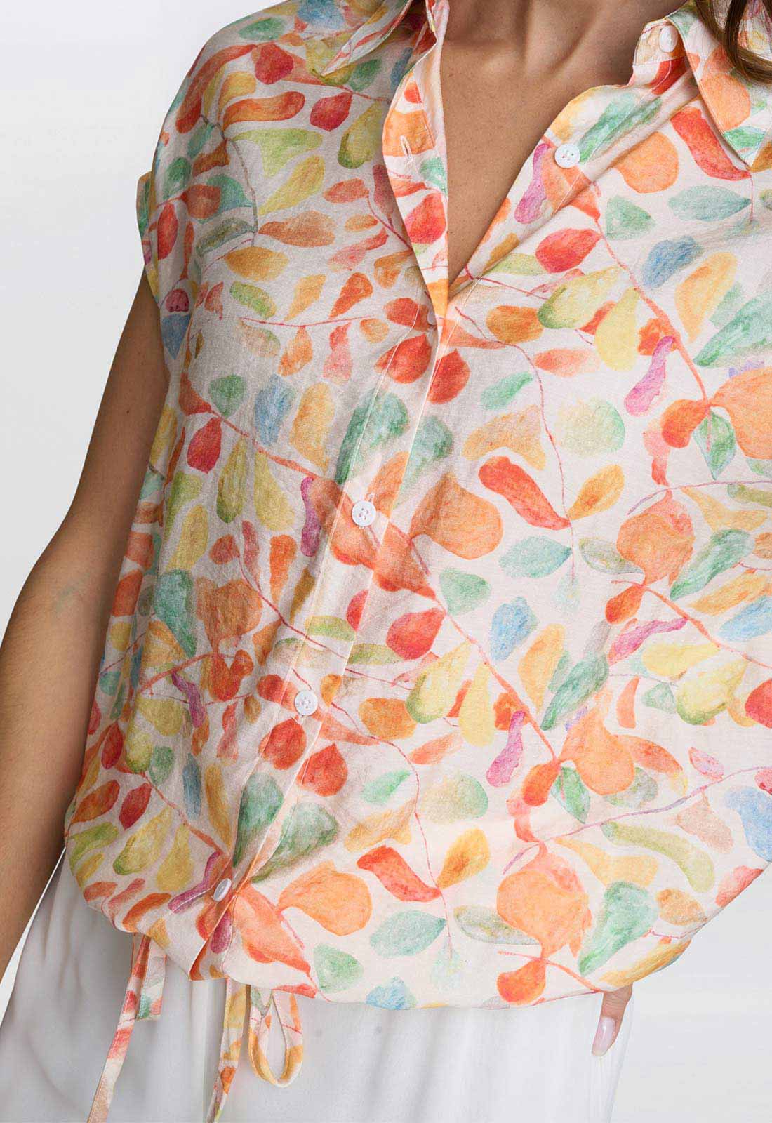 Gina Bacconi Pink Floral Faith Tie Waist Shirt - Image 5