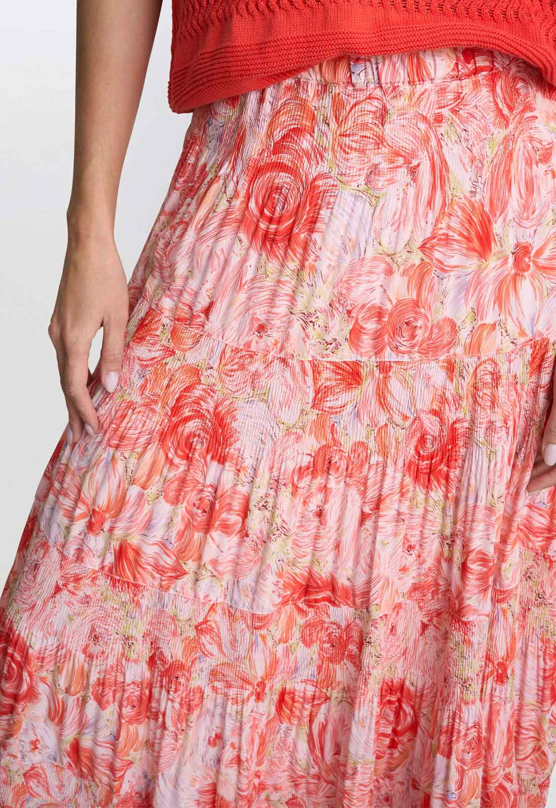 Gina Bacconi Pink Floral Print Isabelle Pleated Skirt - Image 2