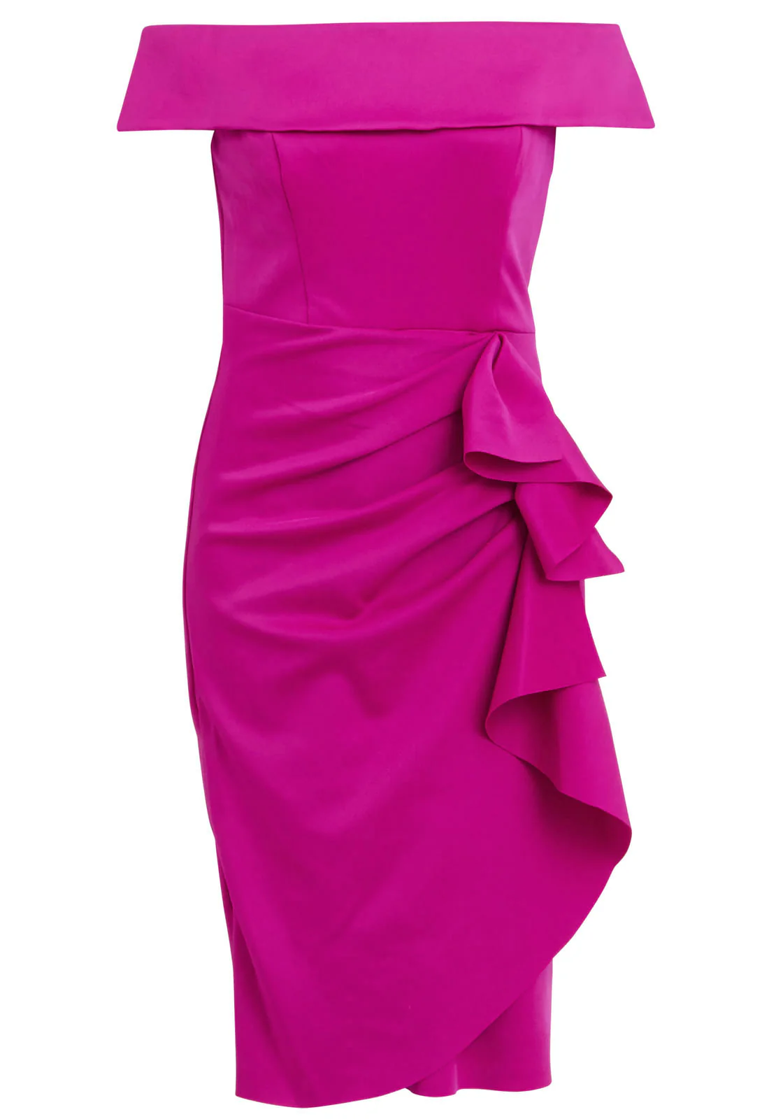 Gina Bacconi Pink Izzy Off The Shoulder Ruched Dress - Image 4