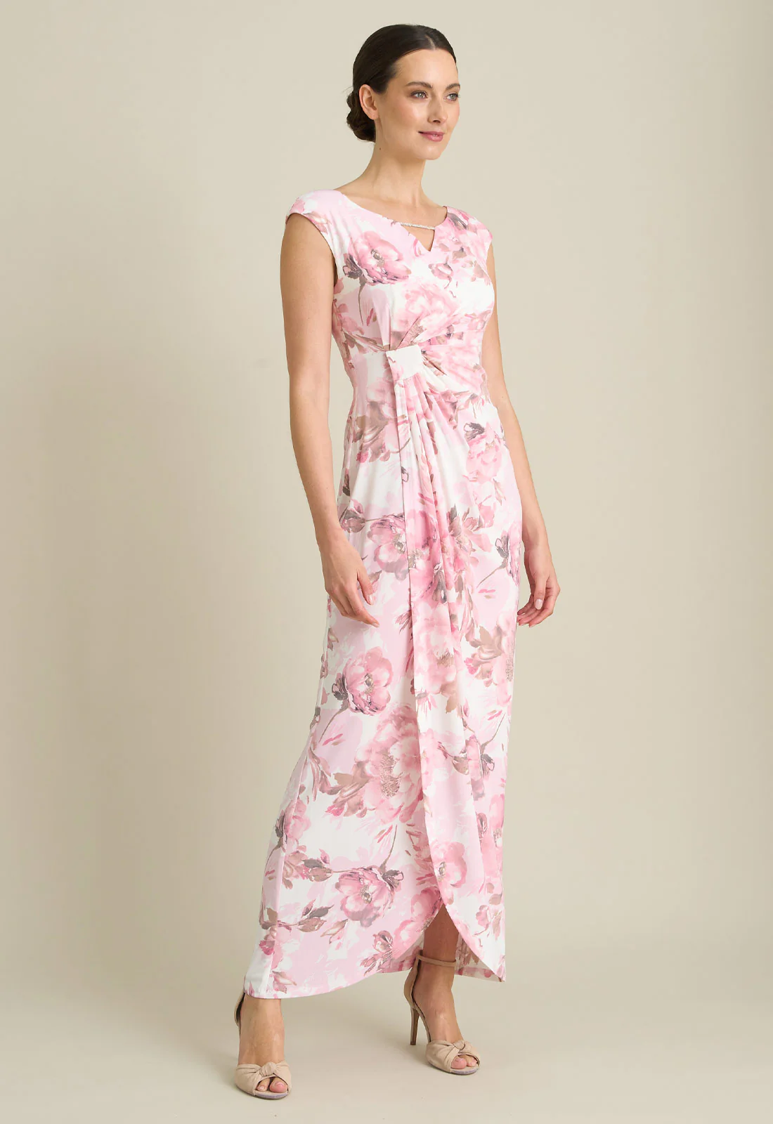 Gina Bacconi PINK Lora Floral Jersey Diamante Trim Maxi Dress - Image 6
