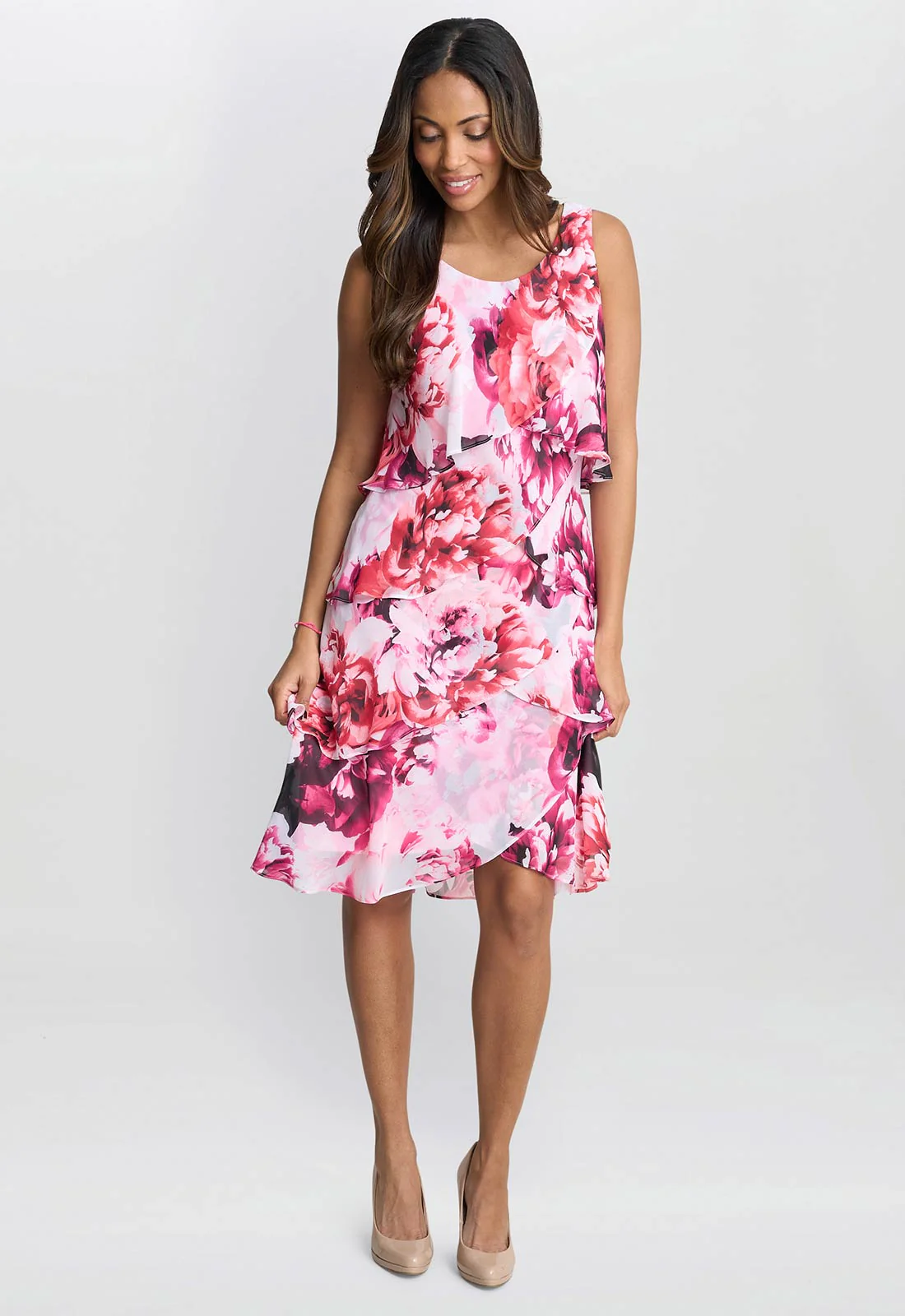 Gina Bacconi Pink Mila Floral Tier Dress - Image 3