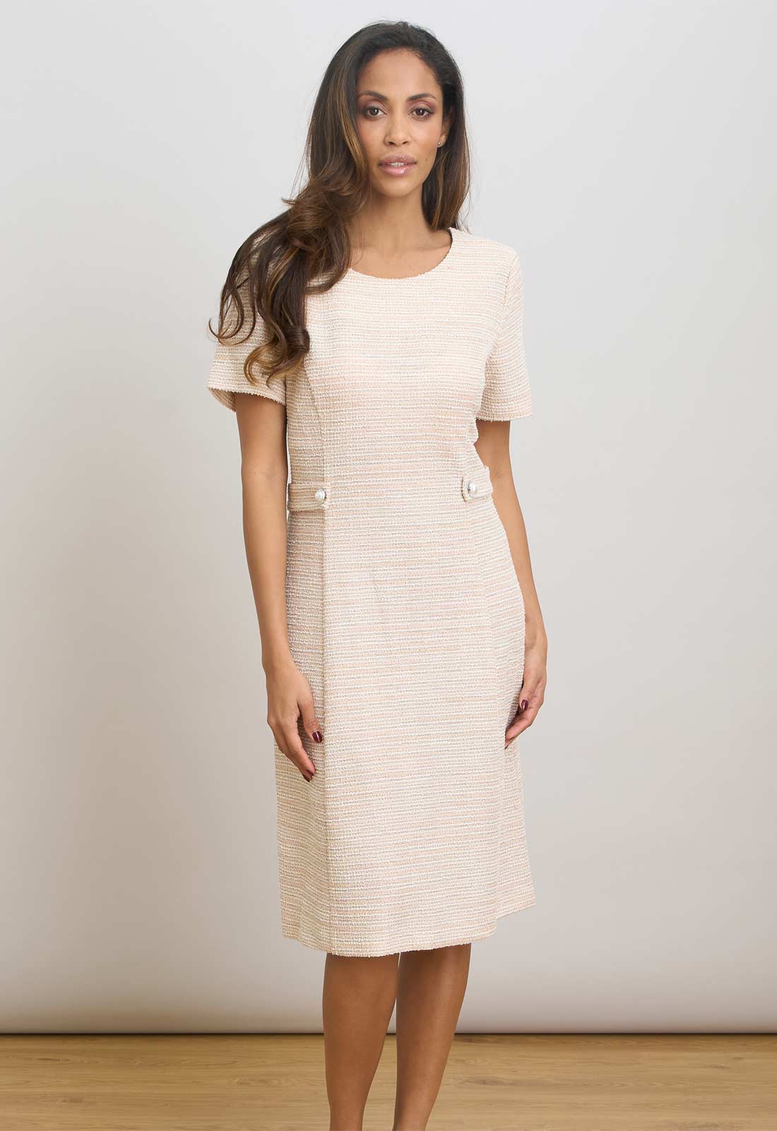 Gina Bacconi PINK Nara Boucle A Line Dress - Image 2