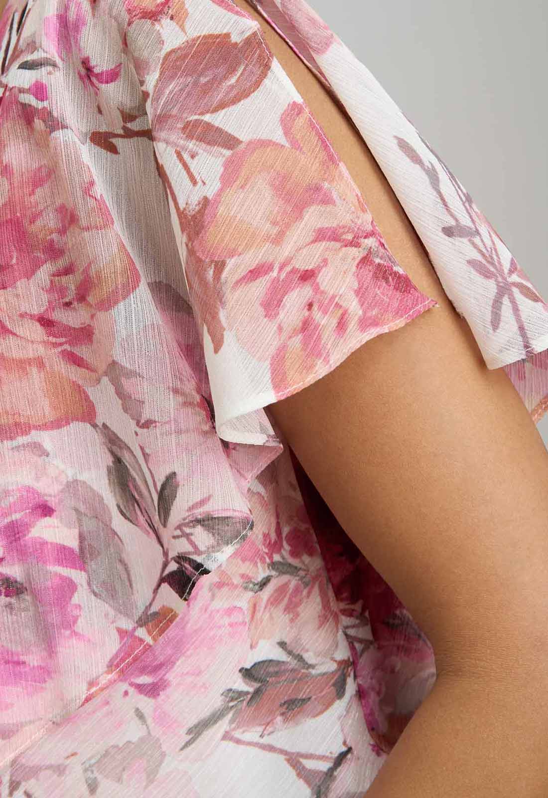 Gina Bacconi PINK Rei Tiered Floral Dress - Image 6