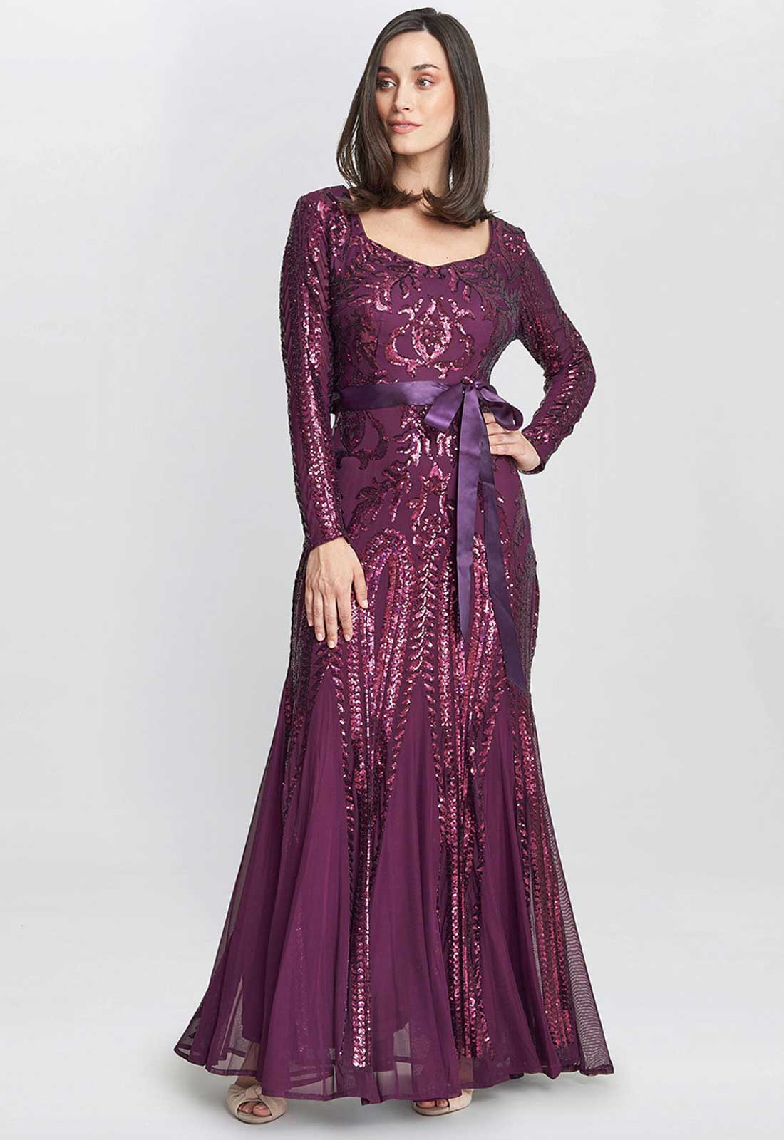 Gina Bacconi Purple Gwen Sequin Maxi Dress - Image 4