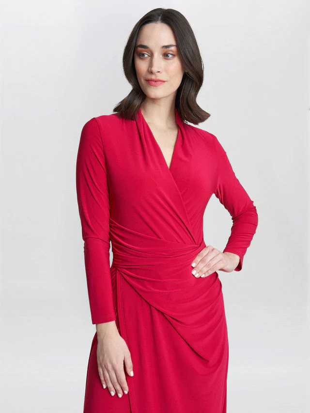 Gina Bacconi Red Hilary Jersey Wrap Maxi Dress - Image 2