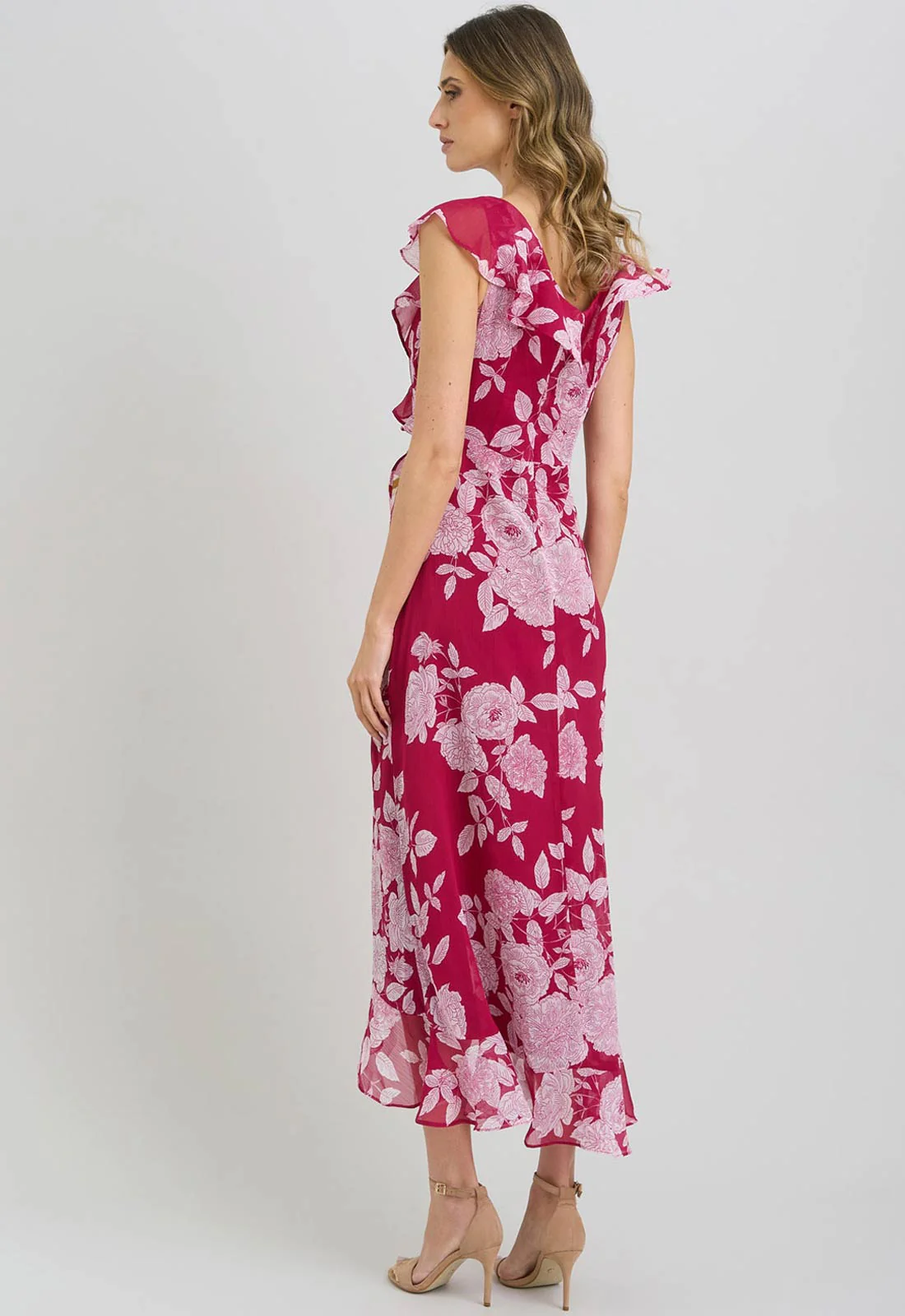 Gina Bacconi Red and White Marilyn Floral Print Yoryu Dress - Image 3