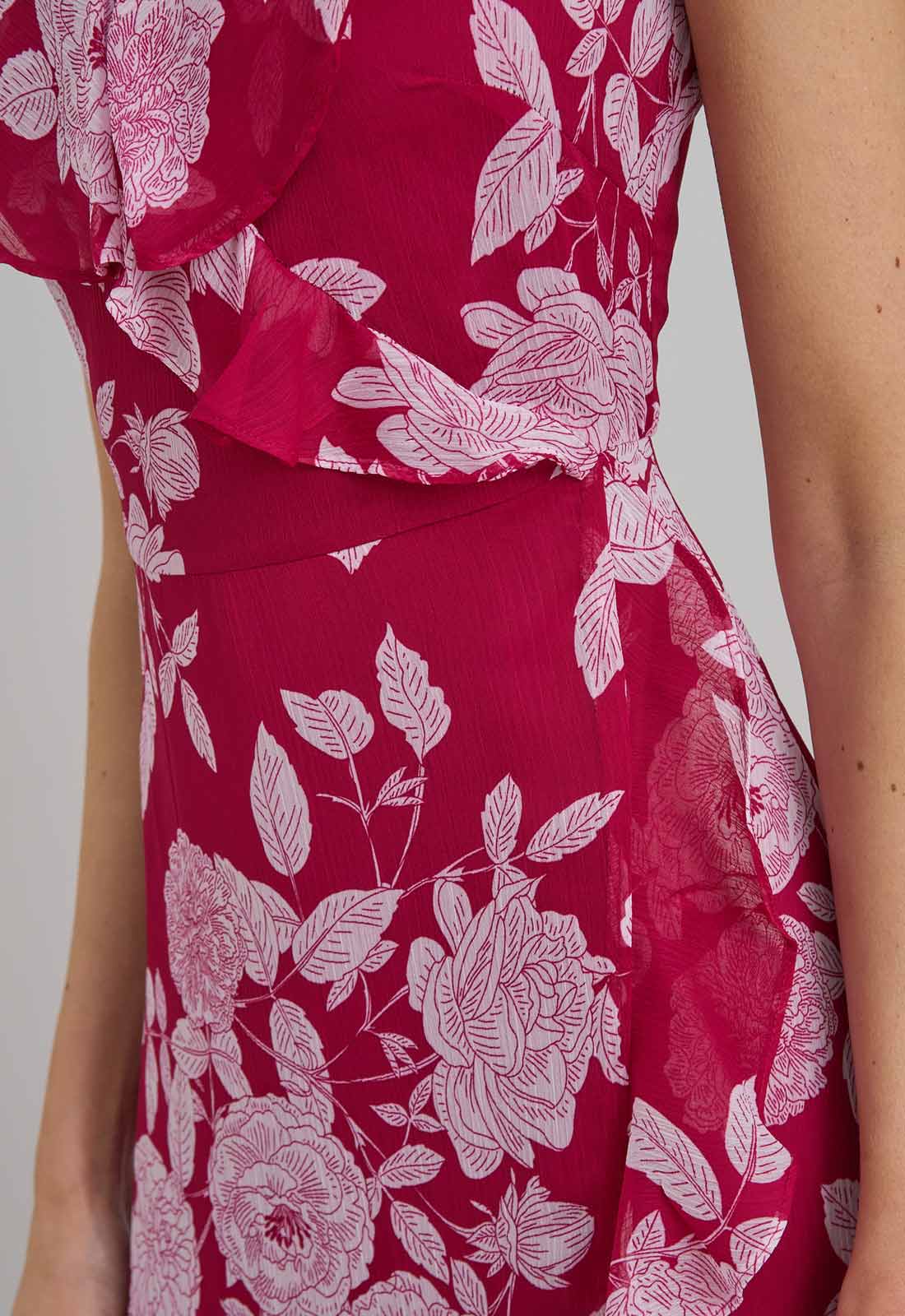 Gina Bacconi Red and White Marilyn Floral Print Yoryu Dress - Image 5
