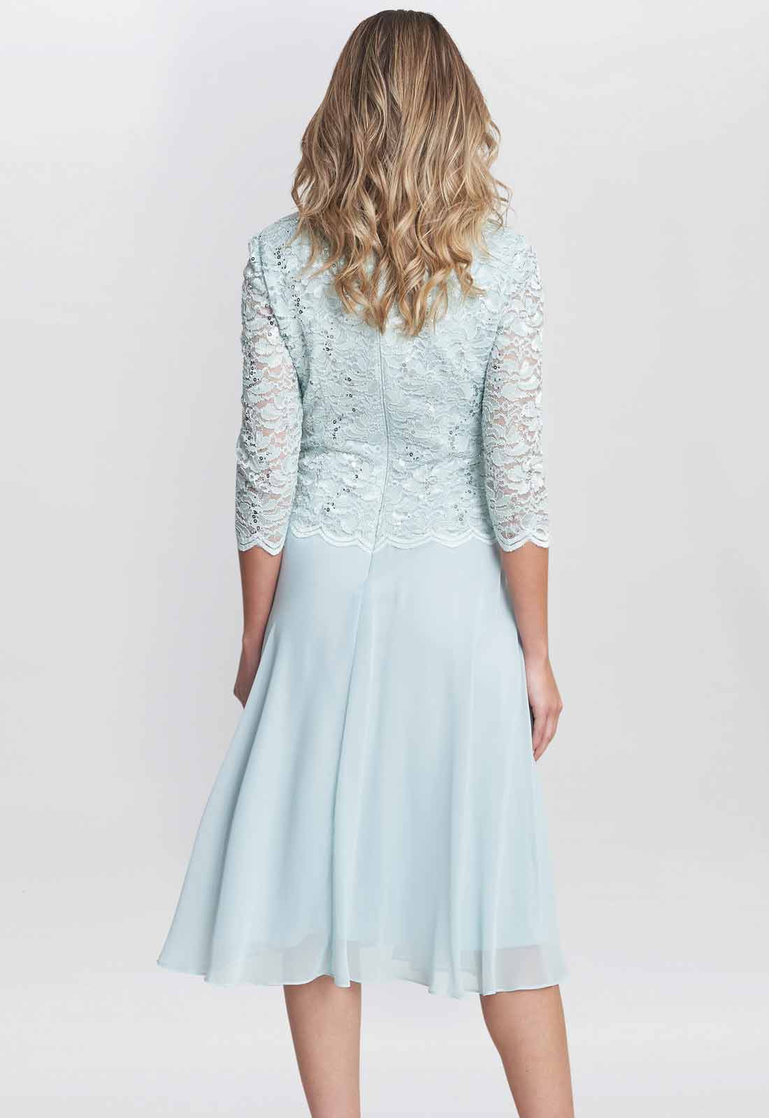 Gina Bacconi Mint Rona Midi Dress With Lace Bodice & Chiffon Skirt - Image 5