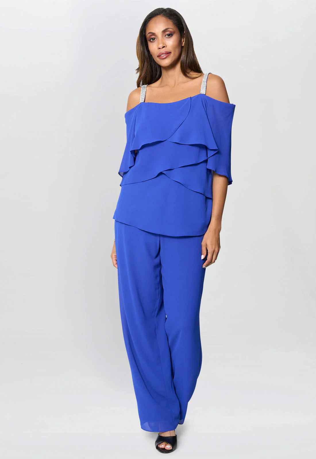 Gina Bacconi Royal Darla Frill Top Trouser Set - Image 3
