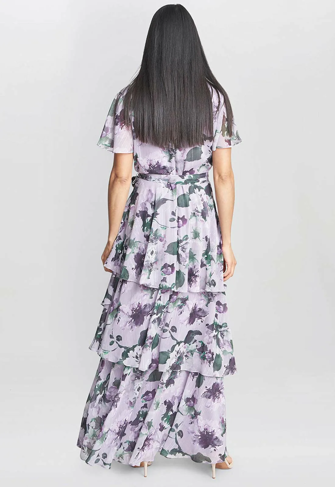 Gina Bacconi Ruby Printed Tiered Maxi Dress With Belt - Image 5