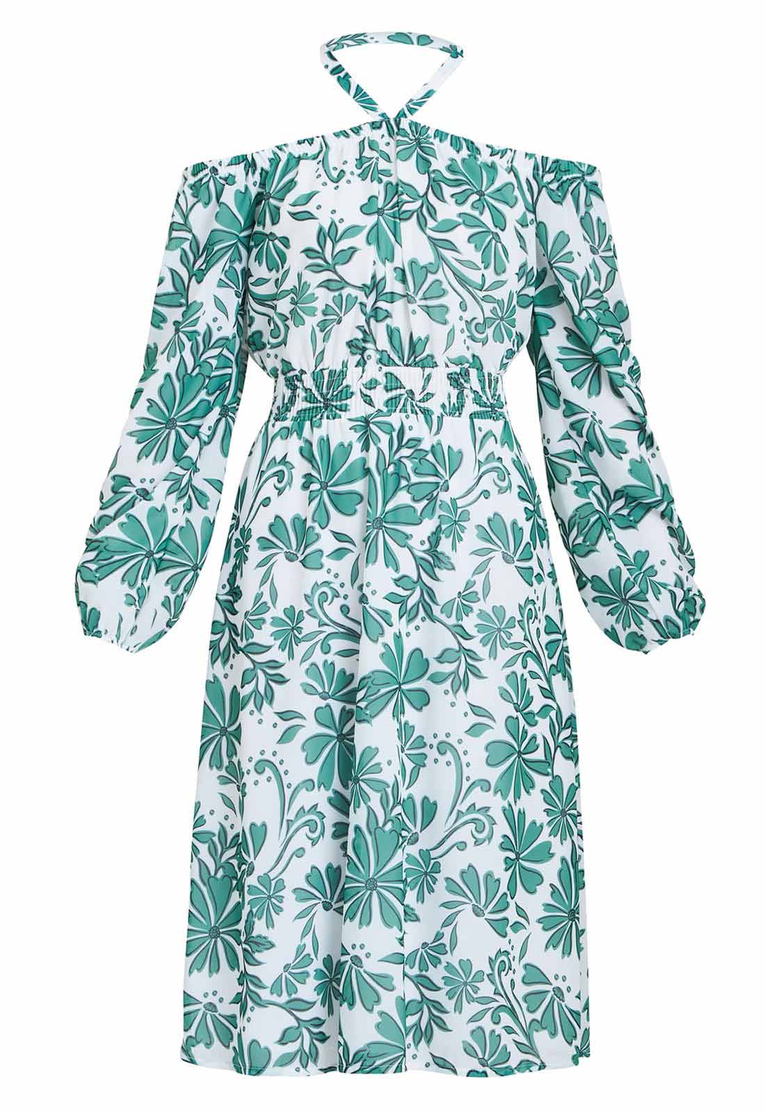 Gina Bacconi Green Ryan Off Shoulder Midi Dress - Image 5