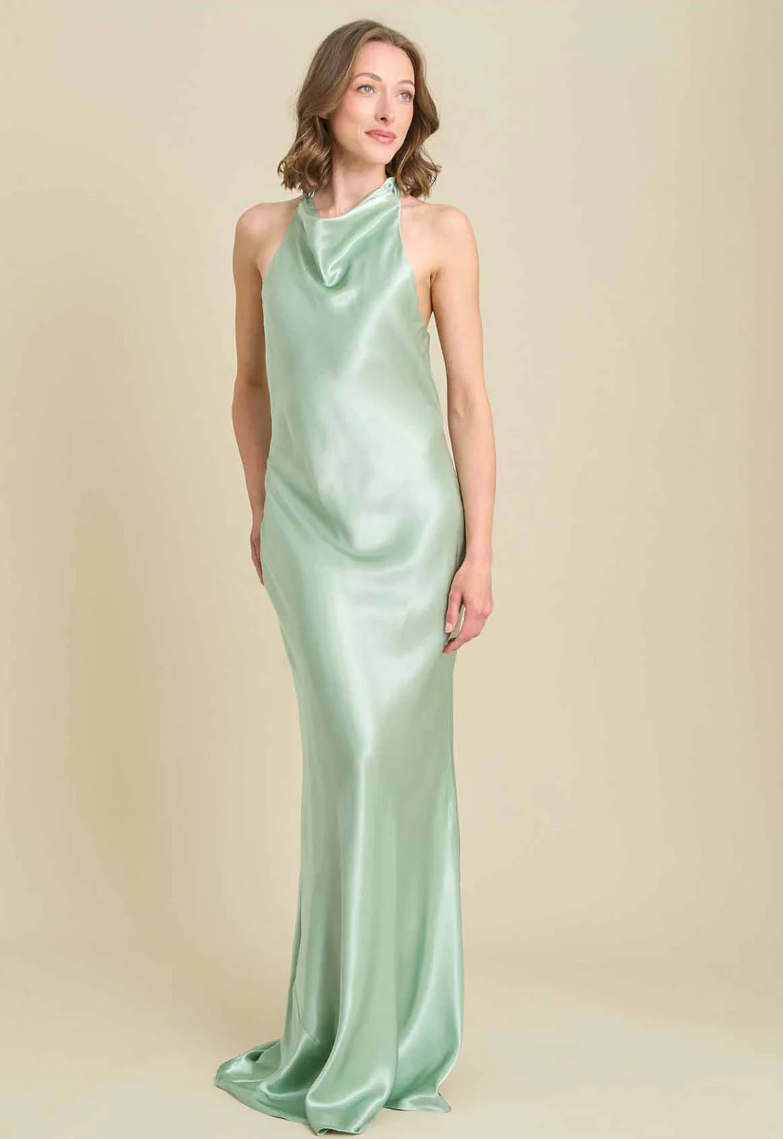 Gina Bacconi SAGE Chassidy Satin Halter Neck Maxi Dress - Image 3