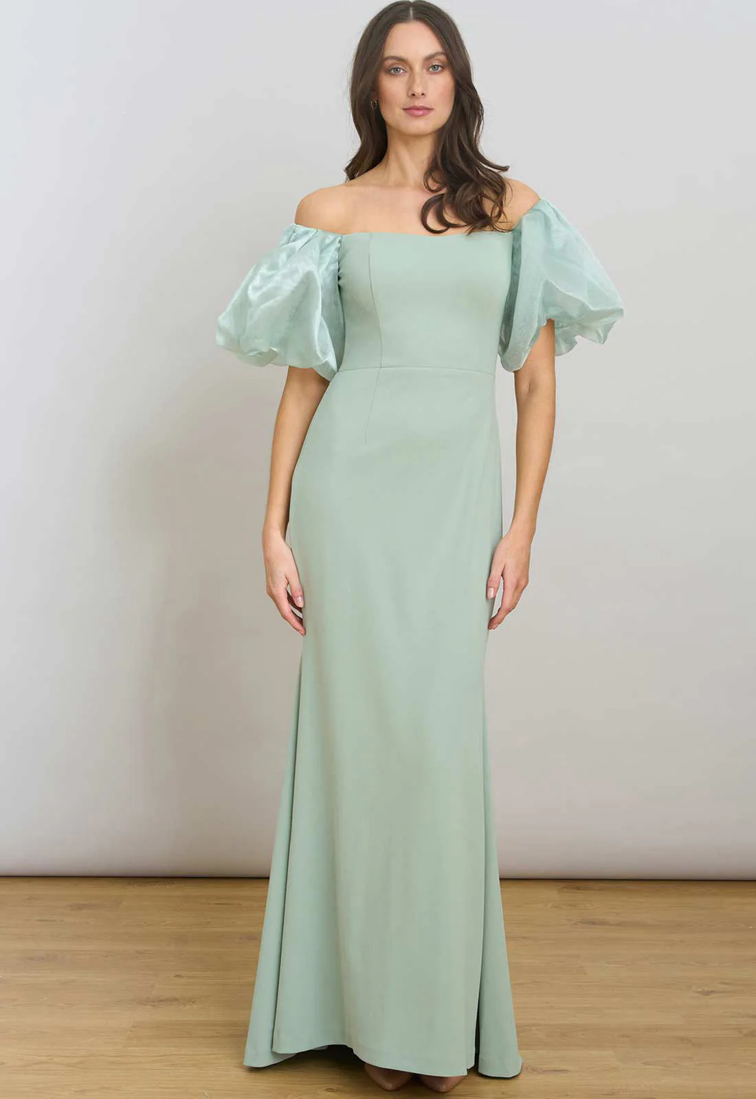 Gina Bacconi SAGE Indigo Puff-Sleeve Maxi Dress - Image 2