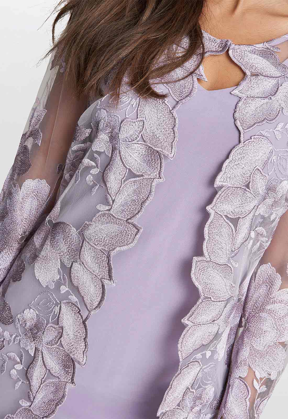 Gina Bacconi Lilac Savoy Dress and Lace Jacket - Image 2