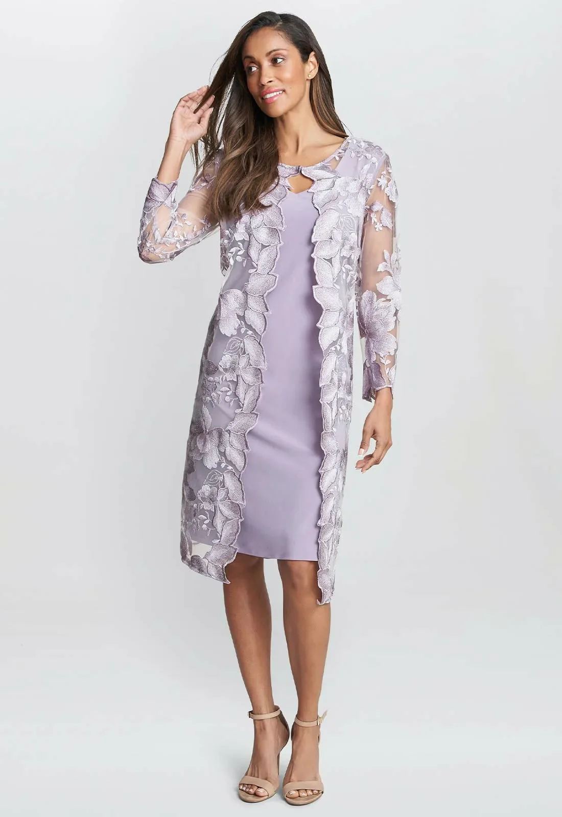 Gina Bacconi Lilac Savoy Dress and Lace Jacket - Image 5