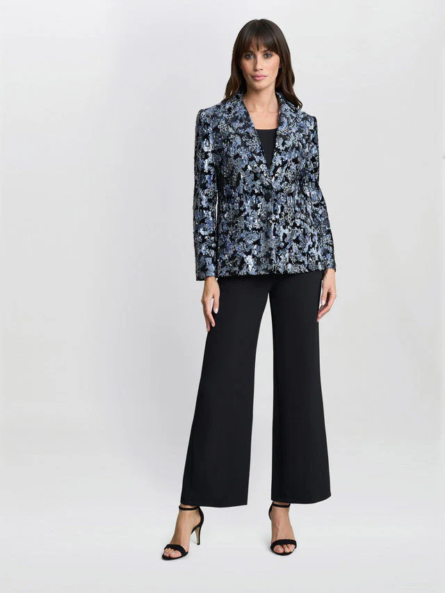 Gina Bacconi Silver and Blue Luna Sequin Jacket - Image 4