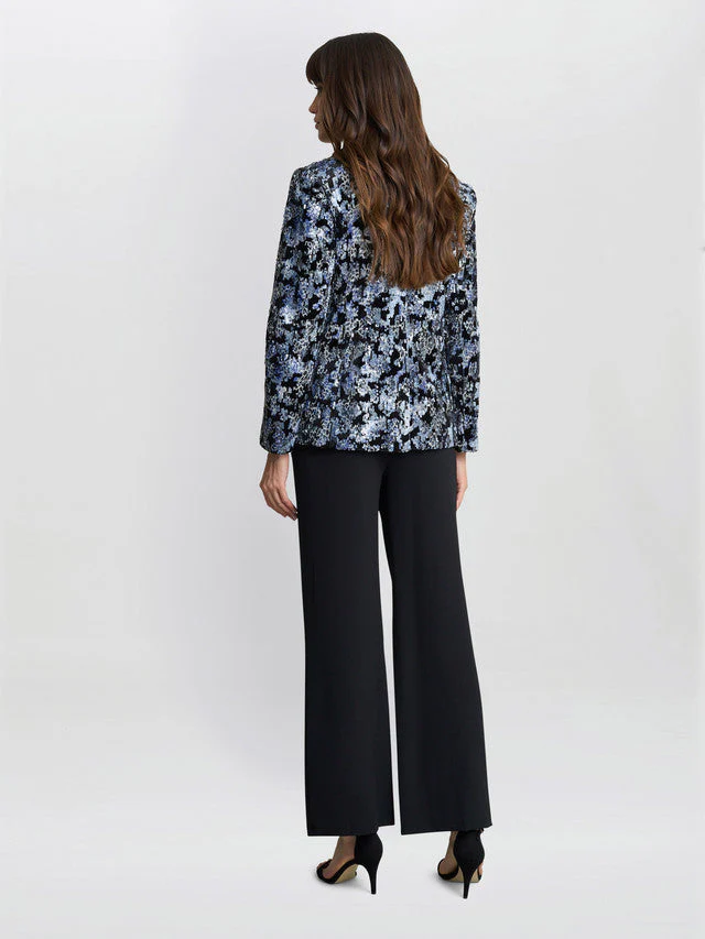 Gina Bacconi Silver and Blue Luna Sequin Jacket - Image 5