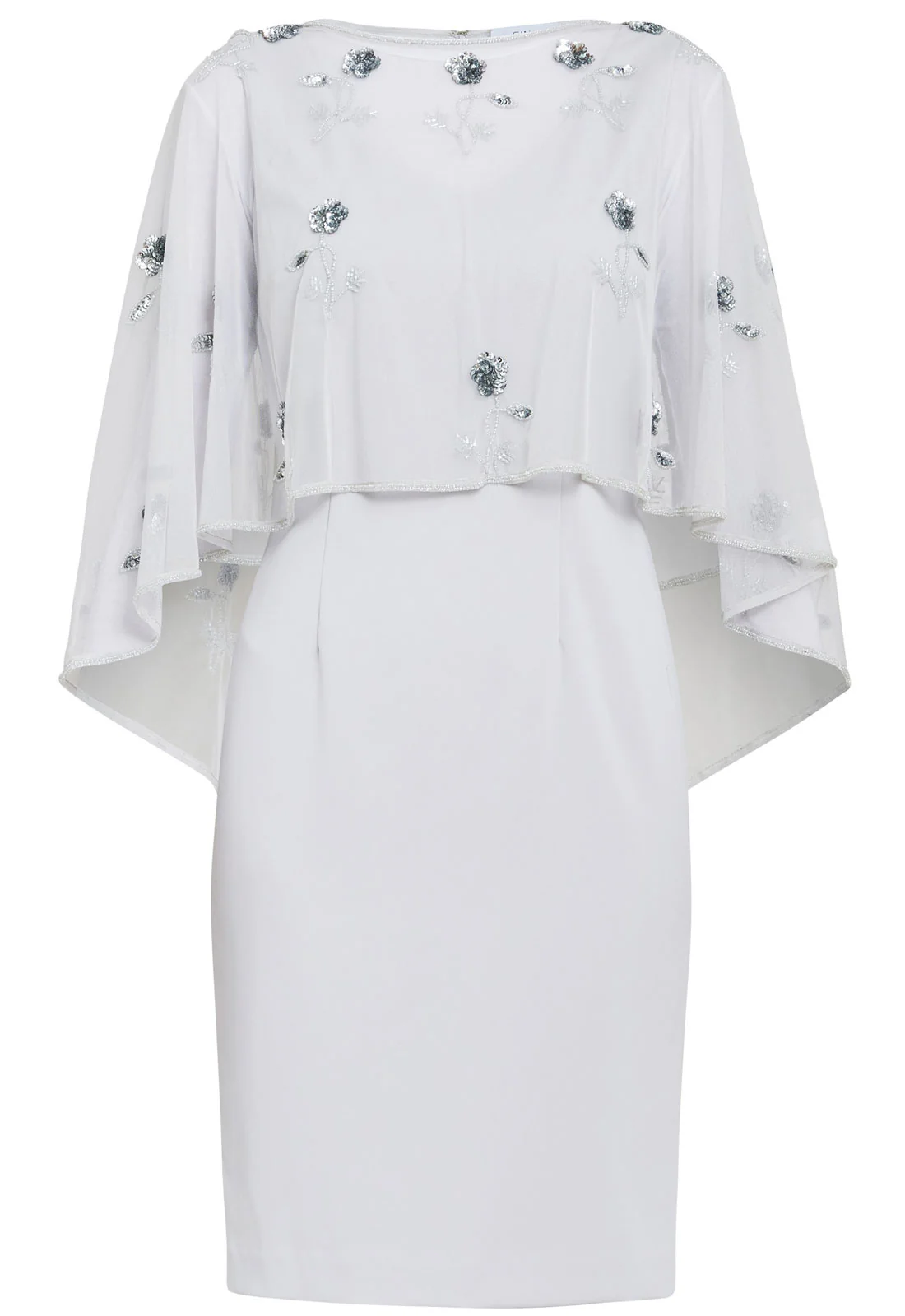 Gina Bacconi Silver Mist Beaded Cape With Delicate Small Flowers - Image 5