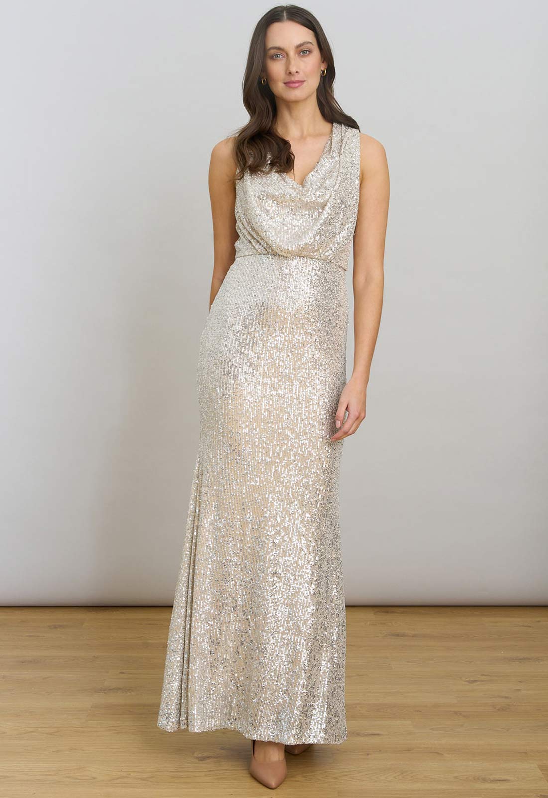 Gina Bacconi Silver Terri Sequin Maxi Dress - Image 2