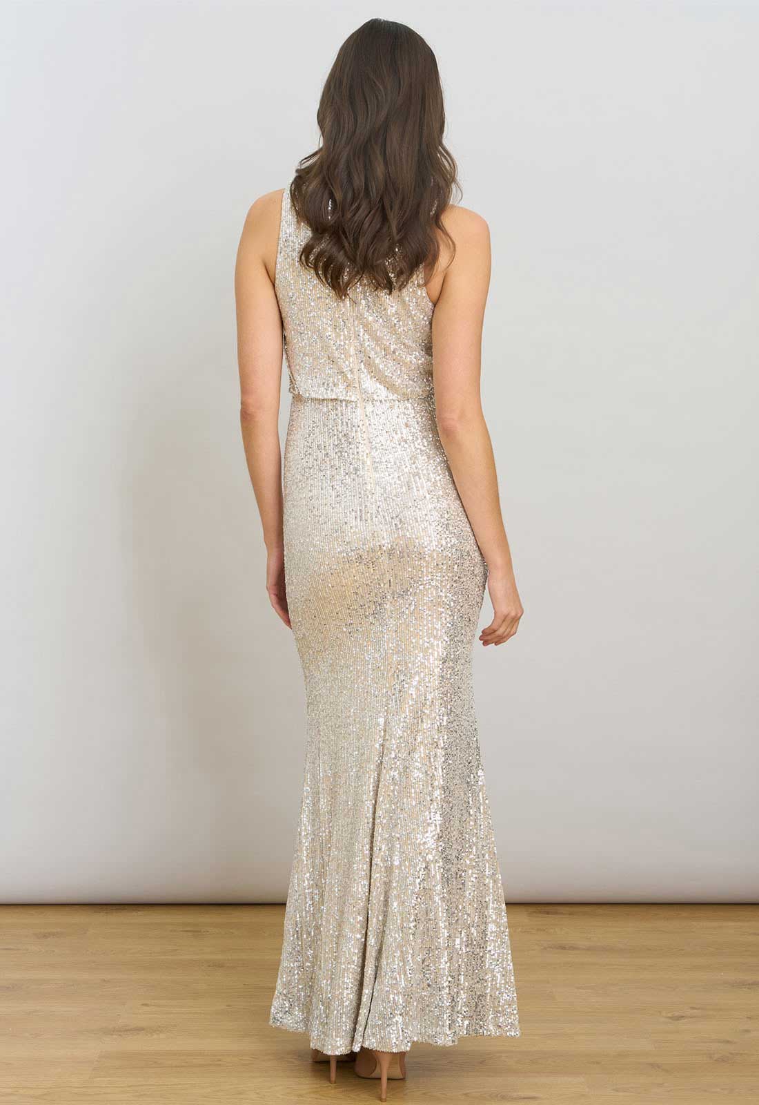 Gina Bacconi Silver Terri Sequin Maxi Dress - Image 4