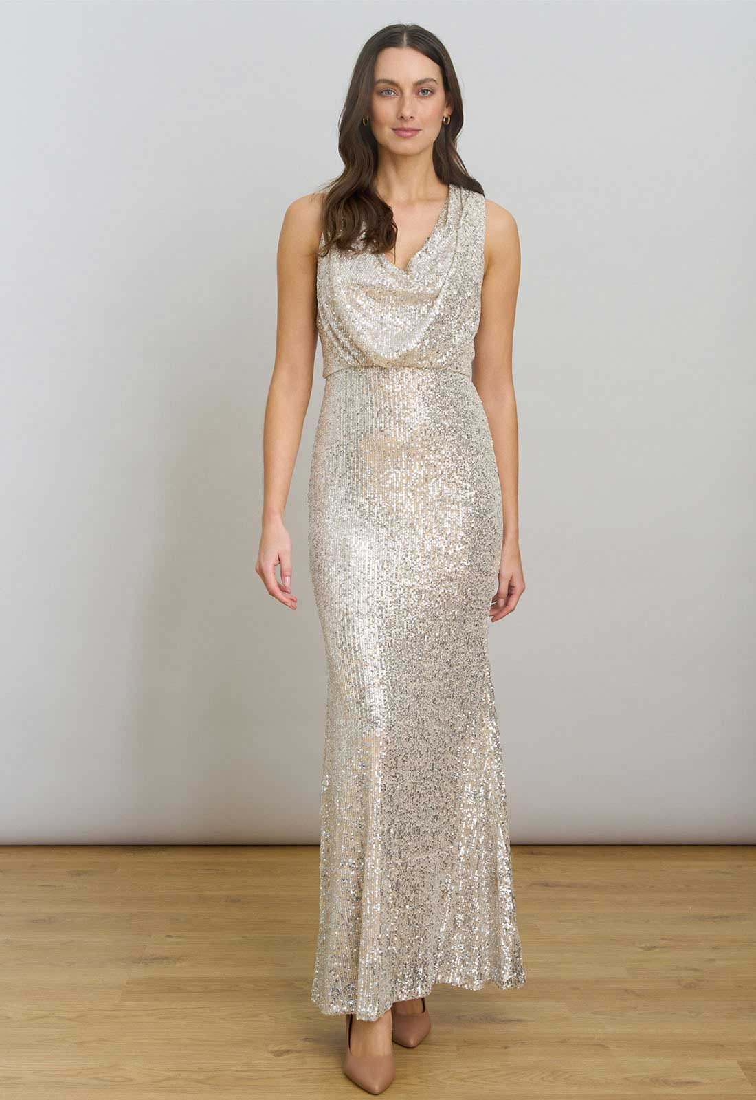Gina Bacconi Silver Terri Sequin Maxi Dress - Image 5