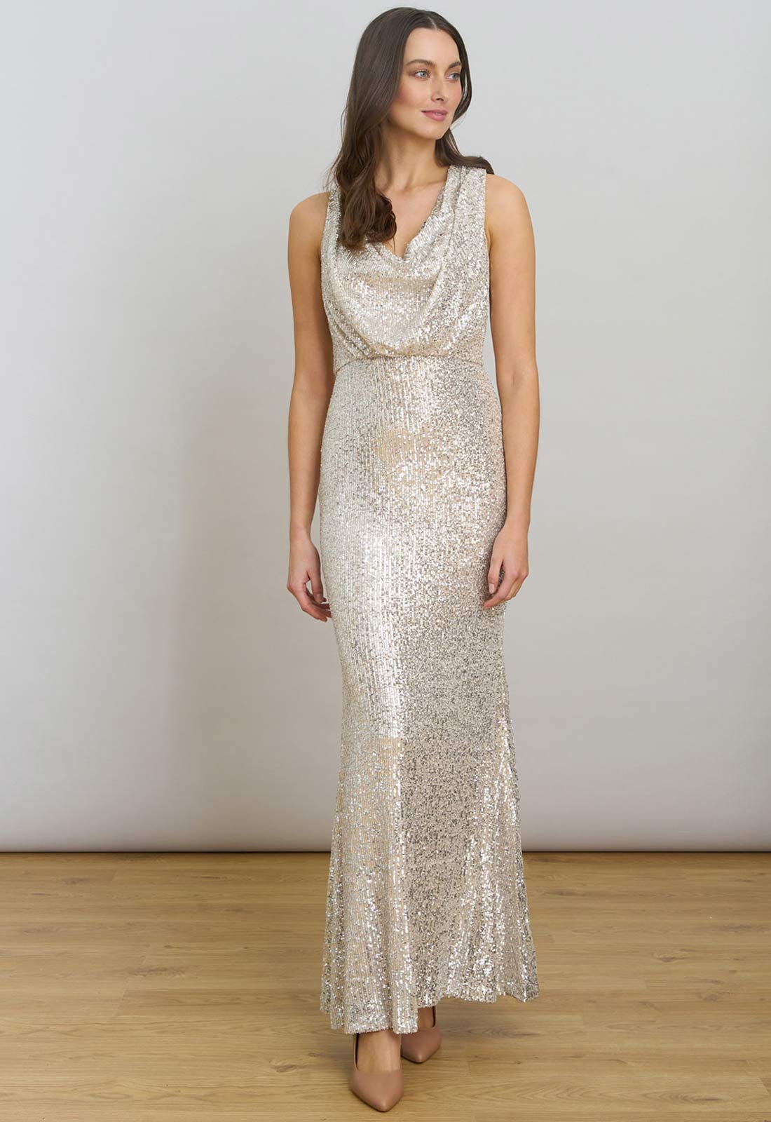 Gina Bacconi Silver Terri Sequin Maxi Dress - Image 7
