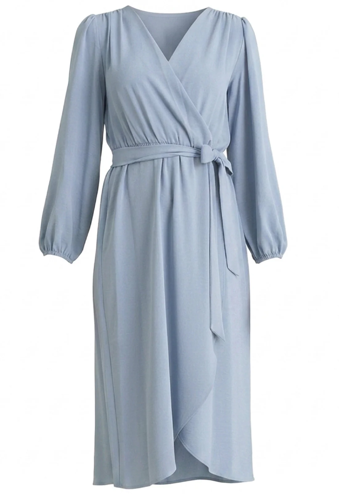 Gina Bacconi SKY Peyton Bow Wrap Long Sleeve Midi Dress - Image 4