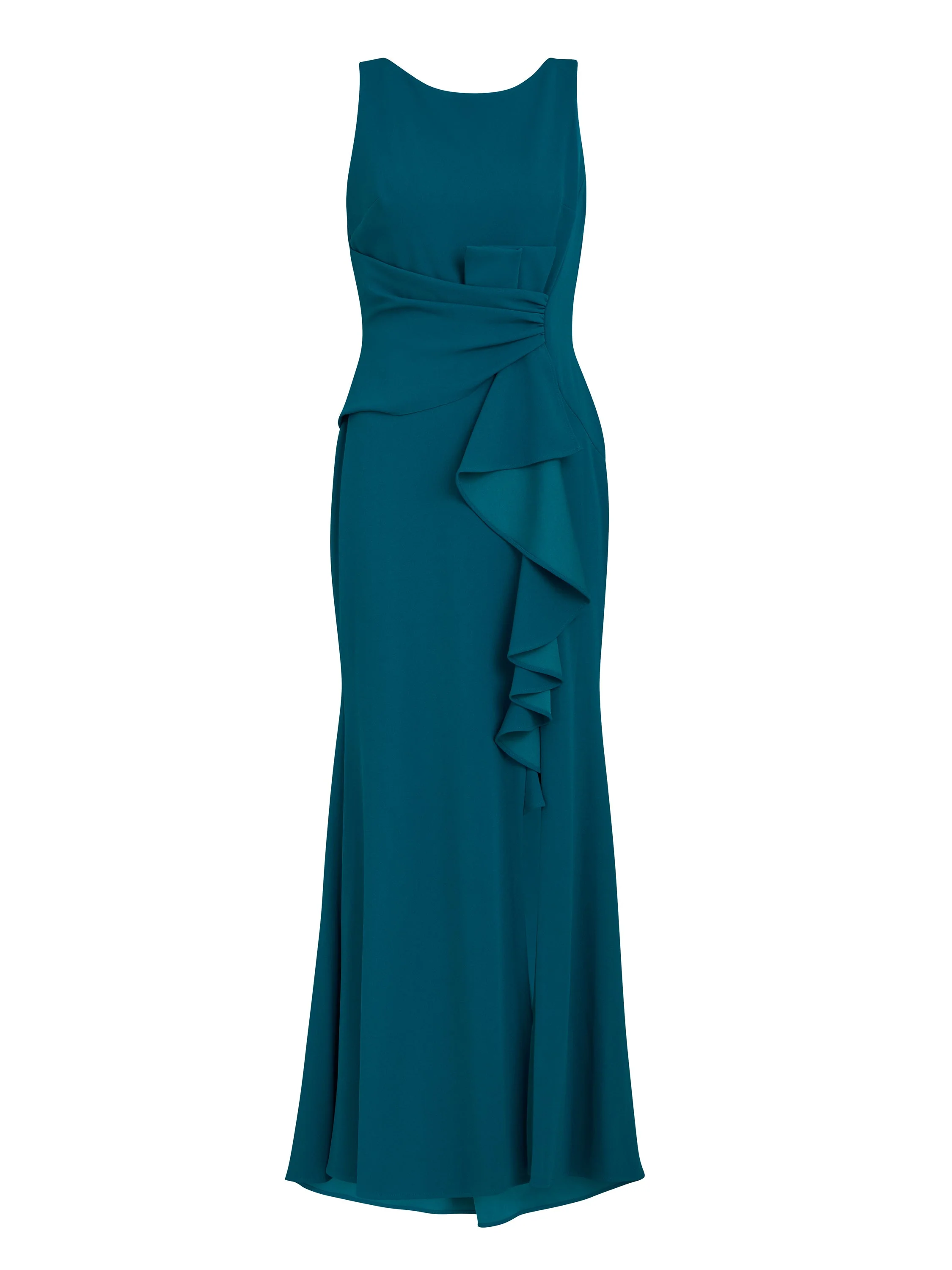 Gina Bacconi Teal Jayden Crepe Maxi Dress
