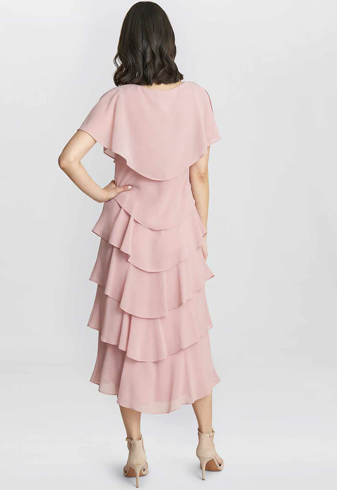 Gina Bacconi  Pink Tessa Midi Tiered Dress - Image 3