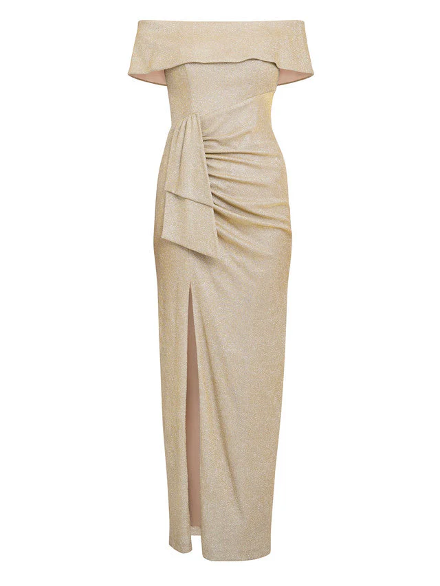Gina Bacconi Champagne Trudy Bardot Wrap Dress - Image 5