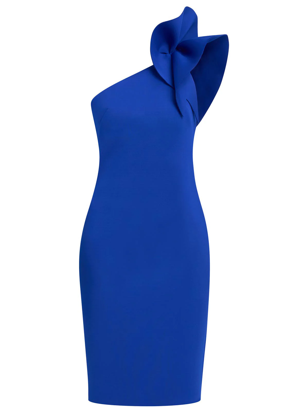 Gina Bacconi Cobalt Valentina Asymmetric Dress With Frill - Image 5