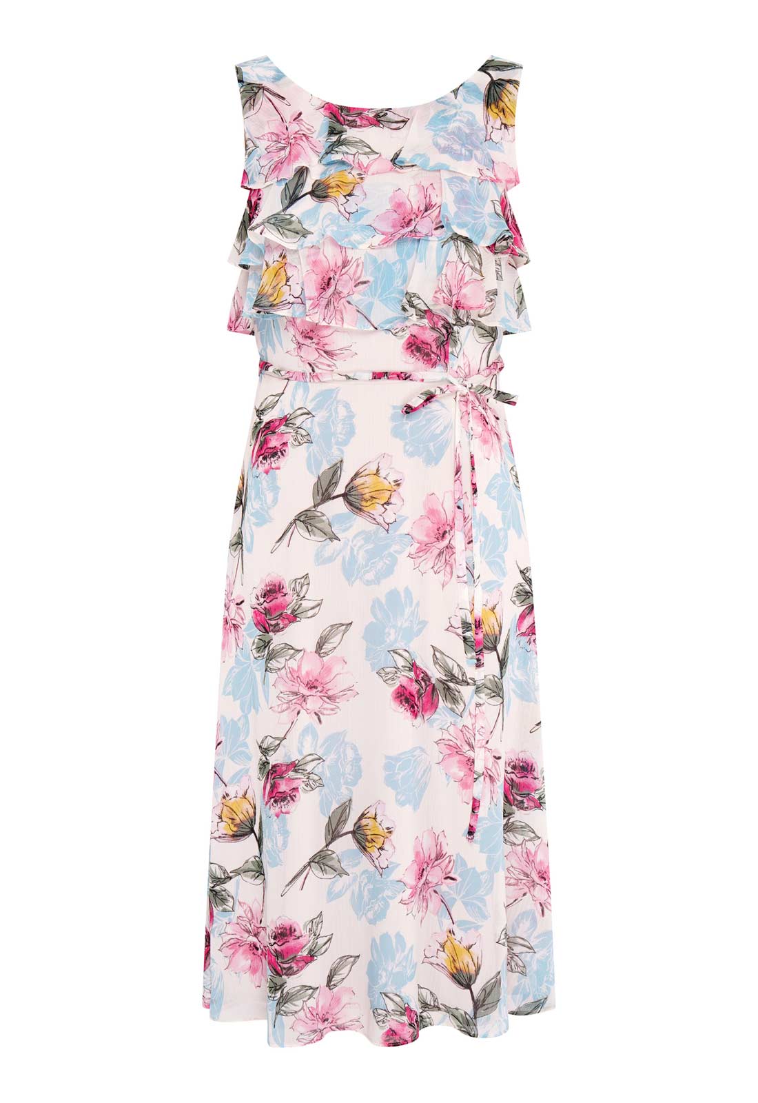 Gina Bacconi WHITE / MULTI Tulisa Sleeveless Floral Midi Dress - Image 8