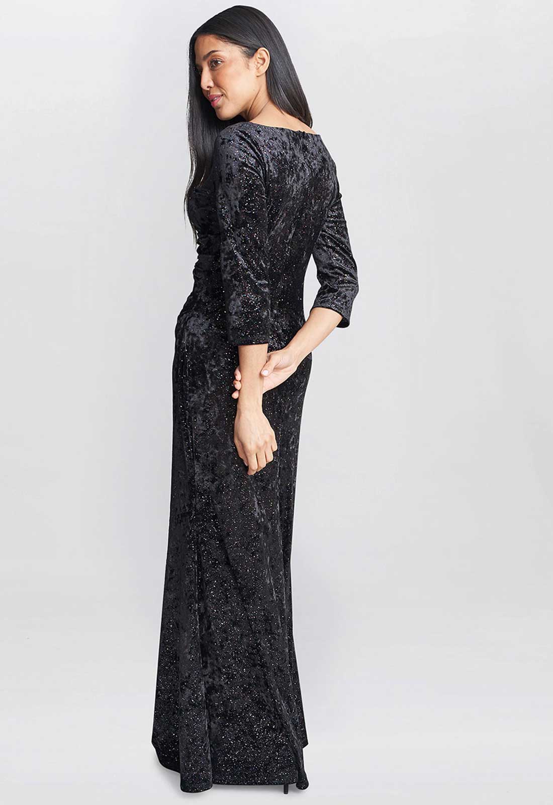 Gina Bacconi Black Whitney Velvet Sparkle Maxi Dress - Image 2