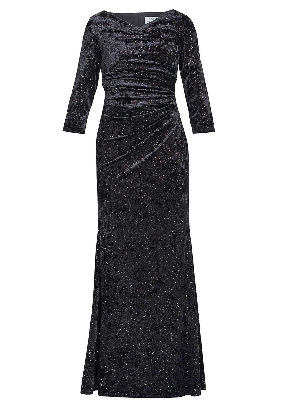 Gina Bacconi Black Whitney Velvet Sparkle Maxi Dress - Image 4
