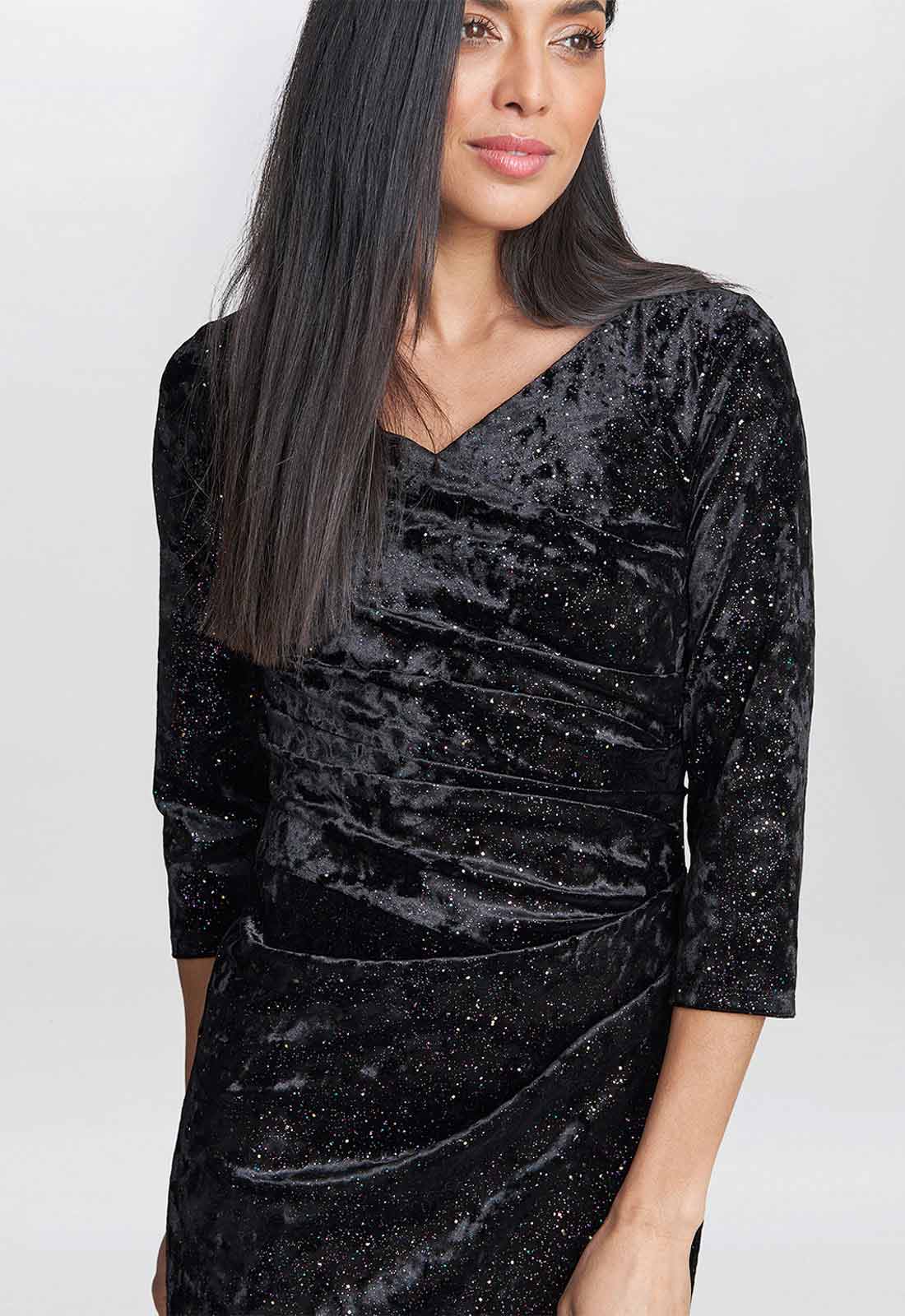 Gina Bacconi Black Whitney Velvet Sparkle Maxi Dress - Image 5