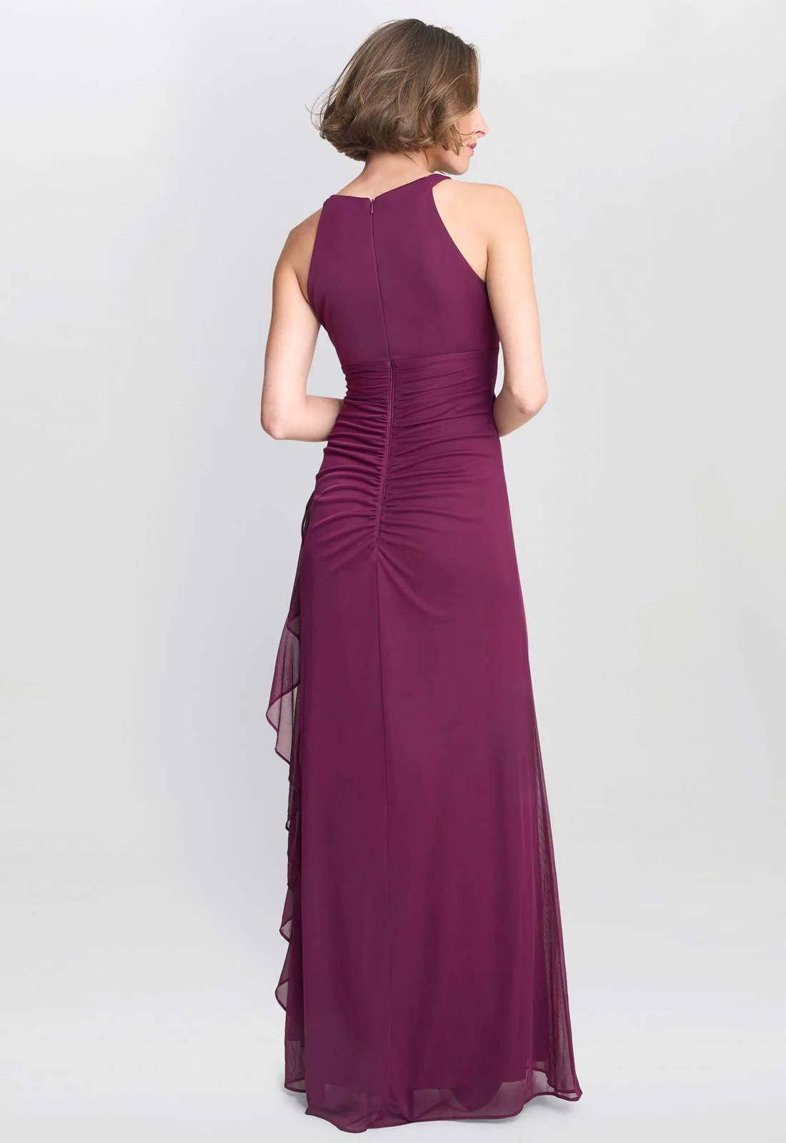 Gina Bacconi Wine Blanche Matte Jersey Dress With Neck Trim - Image 3