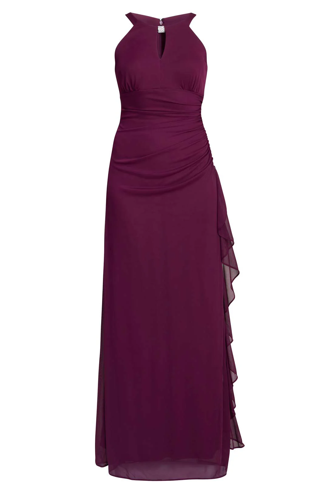 Gina Bacconi Wine Blanche Matte Jersey Dress With Neck Trim - Image 6
