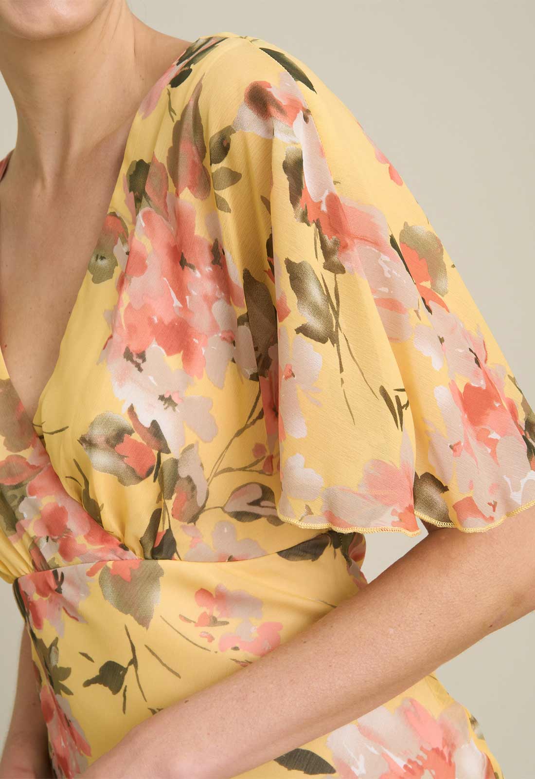 Gina Bacconi YELLOW Agatha Floral Chiffon Dress - Image 5