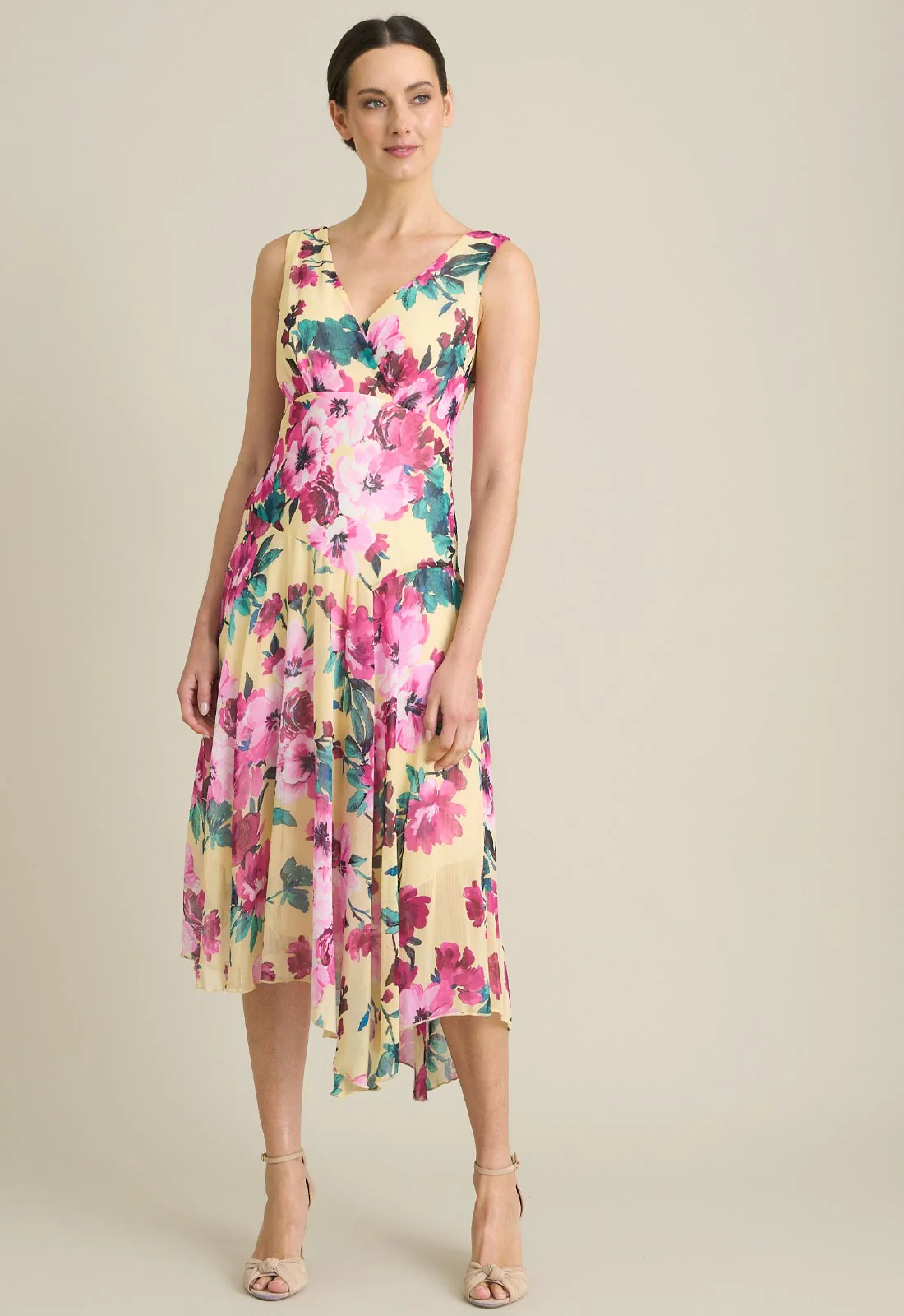 Gina Bacconi YELLOW India Chiffon Print Dress - Image 3