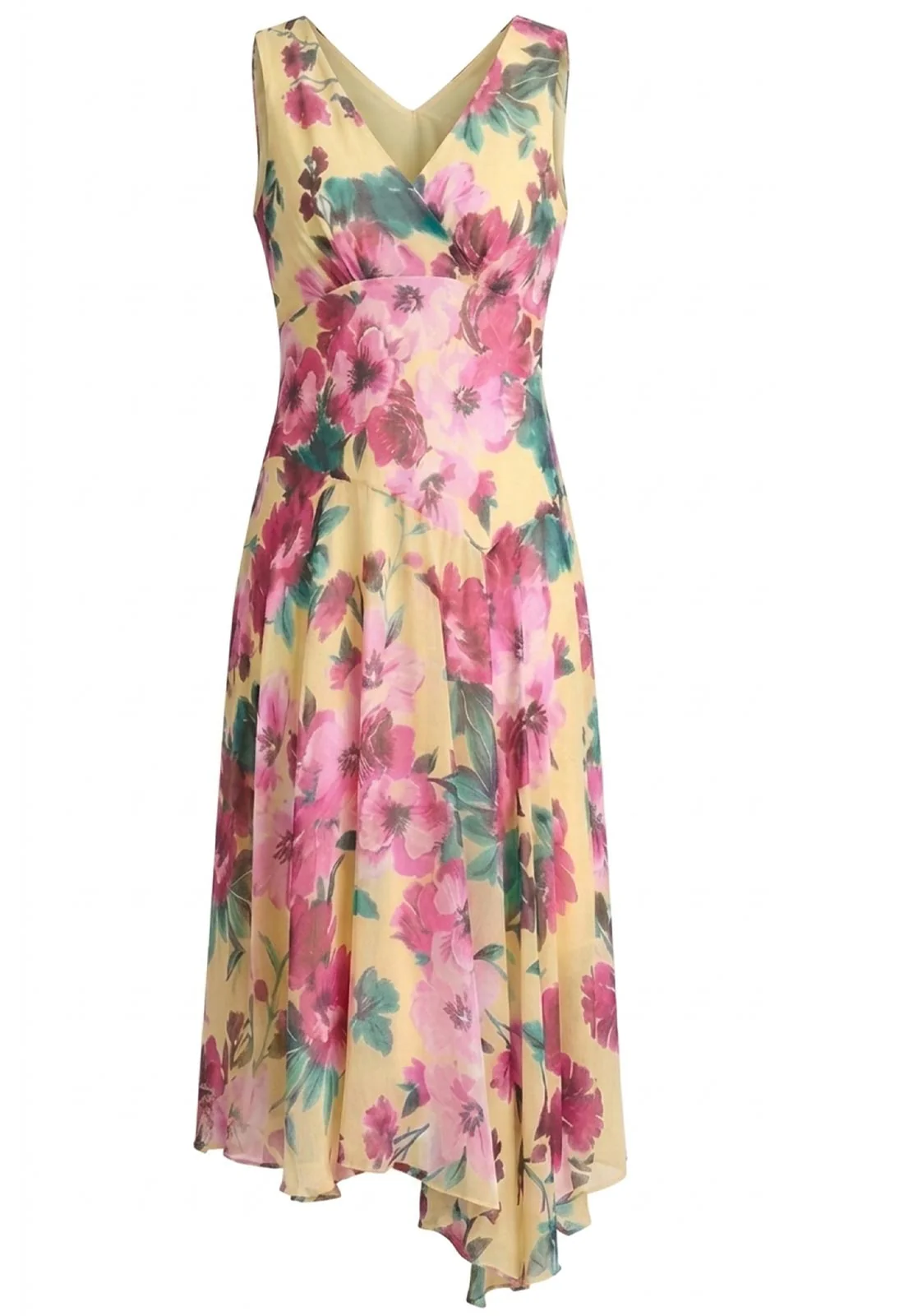 Gina Bacconi YELLOW India Chiffon Print Dress - Image 4
