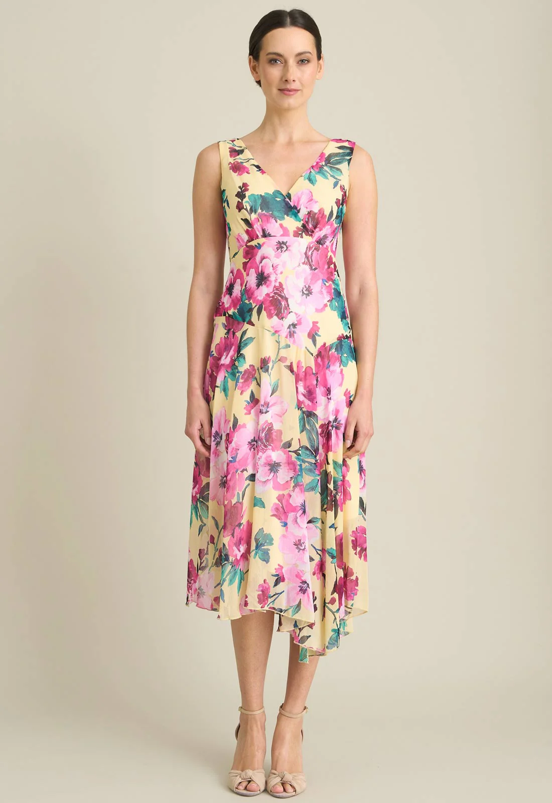 Gina Bacconi YELLOW India Chiffon Print Dress - Image 6
