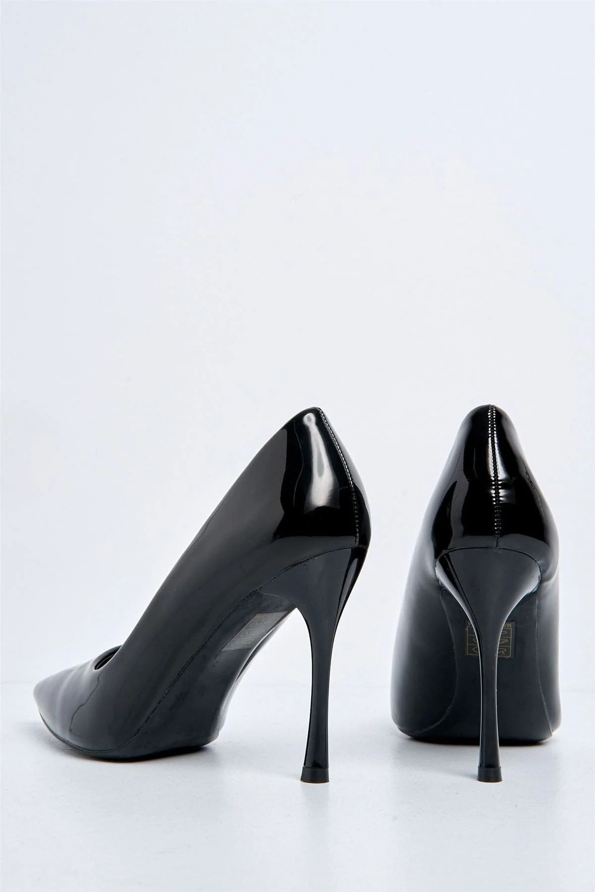 Miss Diva Gina Black Spool Heel Court Shoes - Image 7