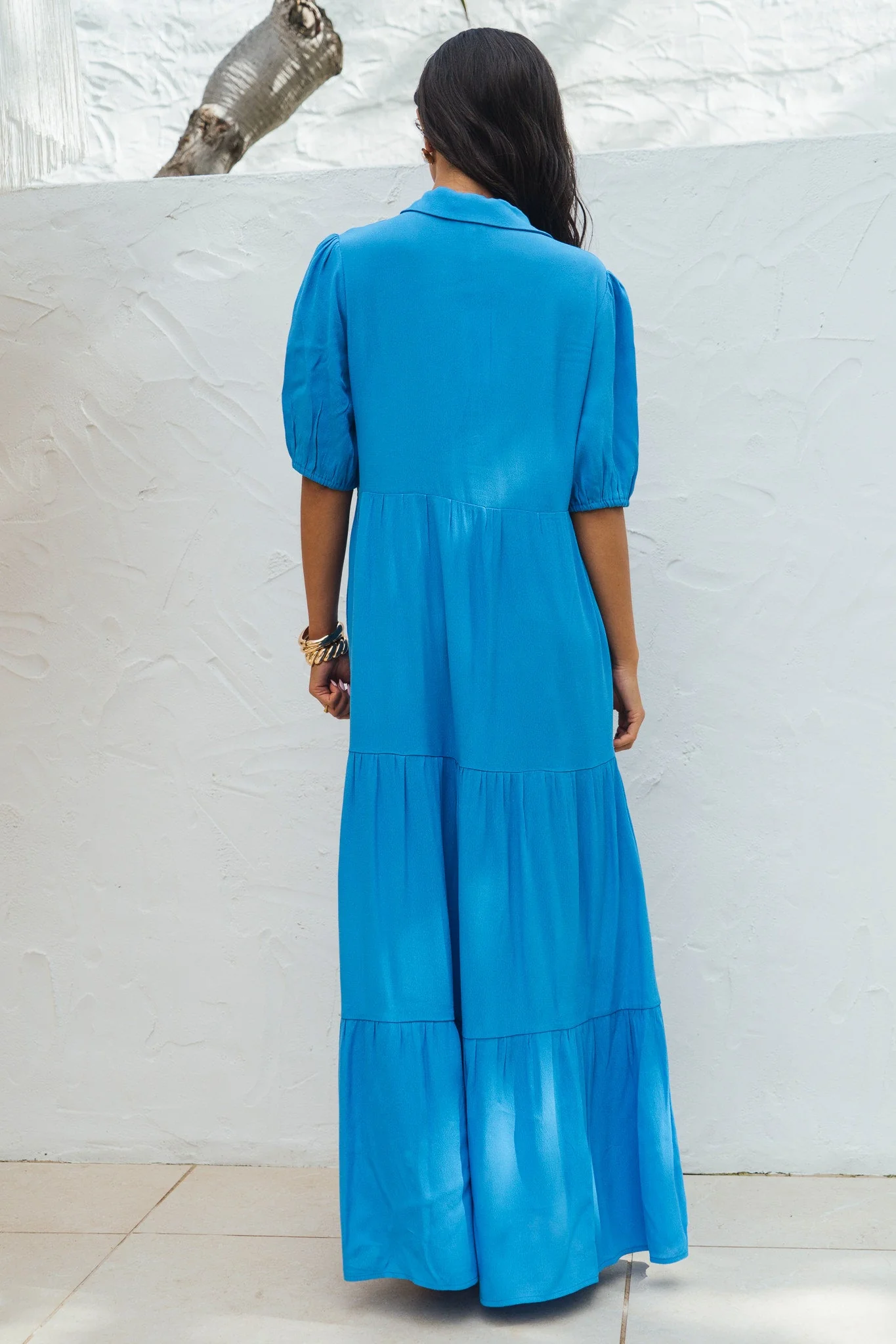 Gini London Blue Button Through Skater Maxi Dress - Image 4