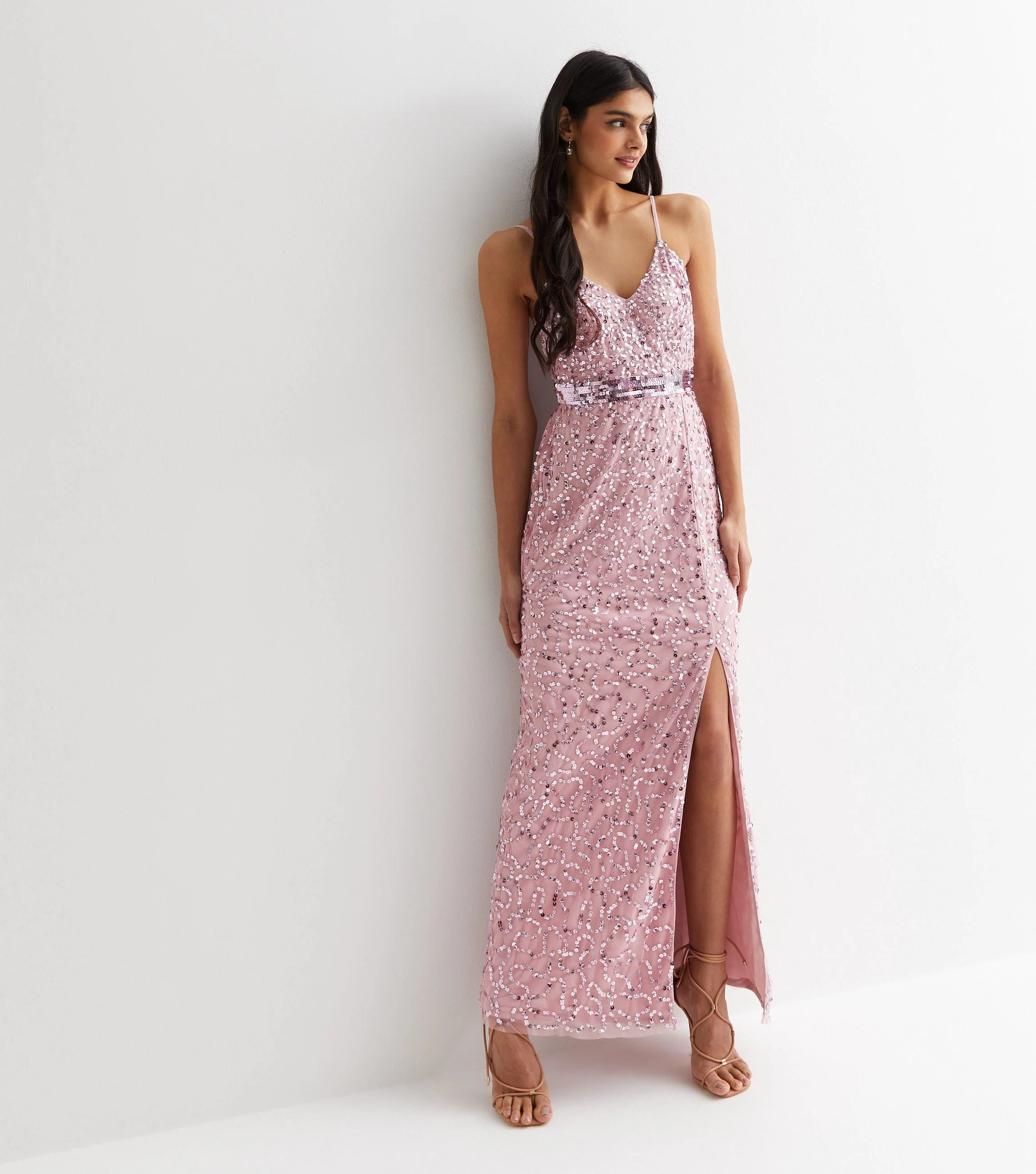 Gini London Blush Embelish Strappy Maxi Dress - Image 4