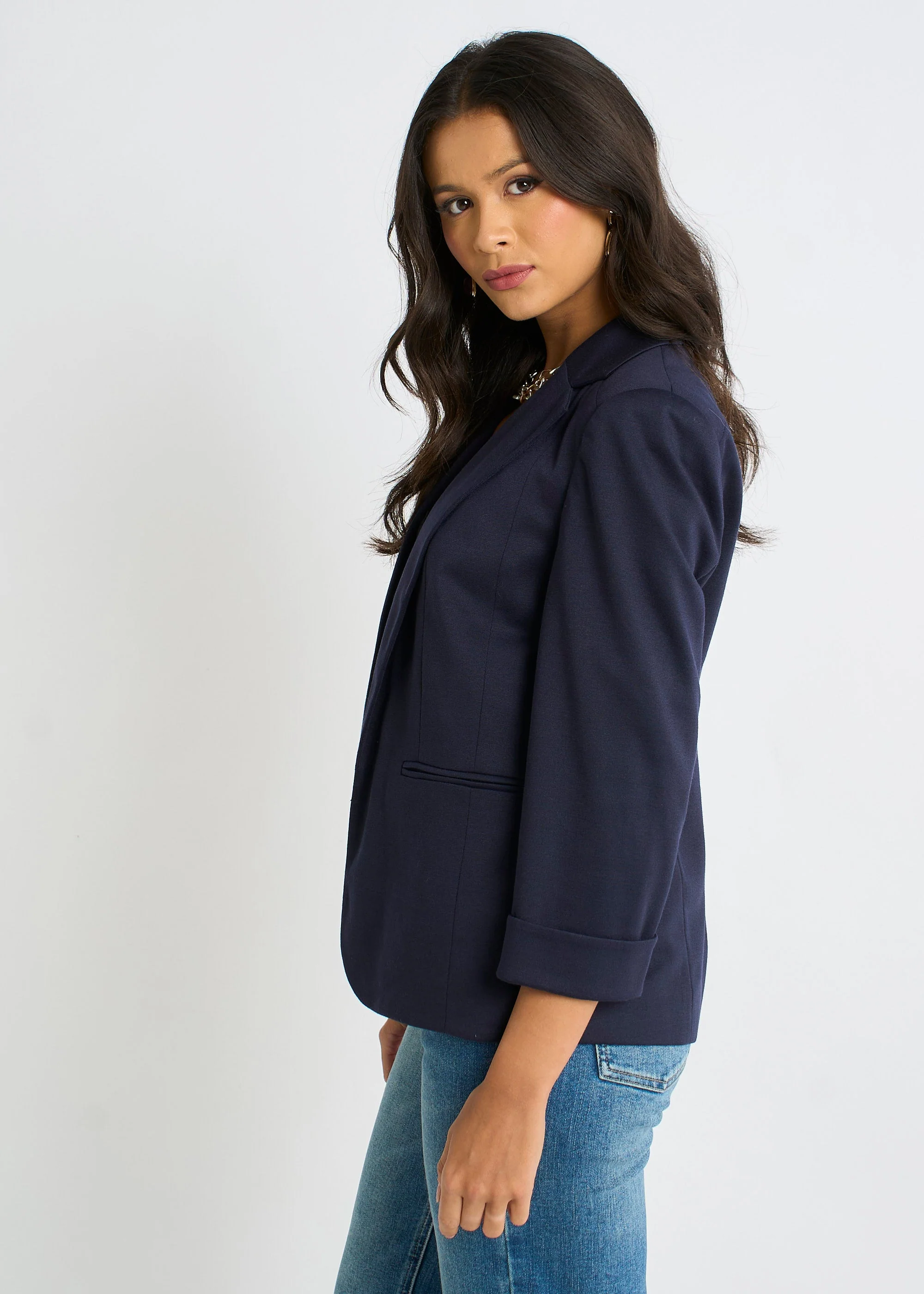 Gini London Navy Ponte Edge to Edge Jacket - Image 4