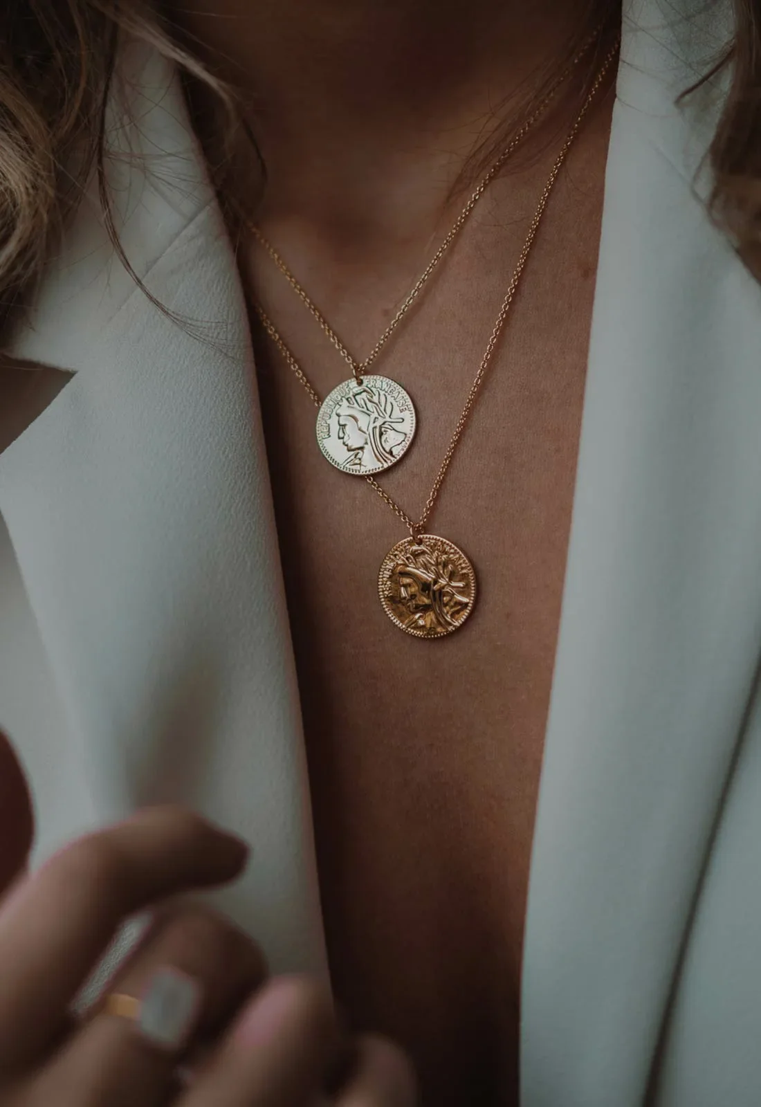 Gold Lunar Gold Double Coin Layered Necklaces - Image 3